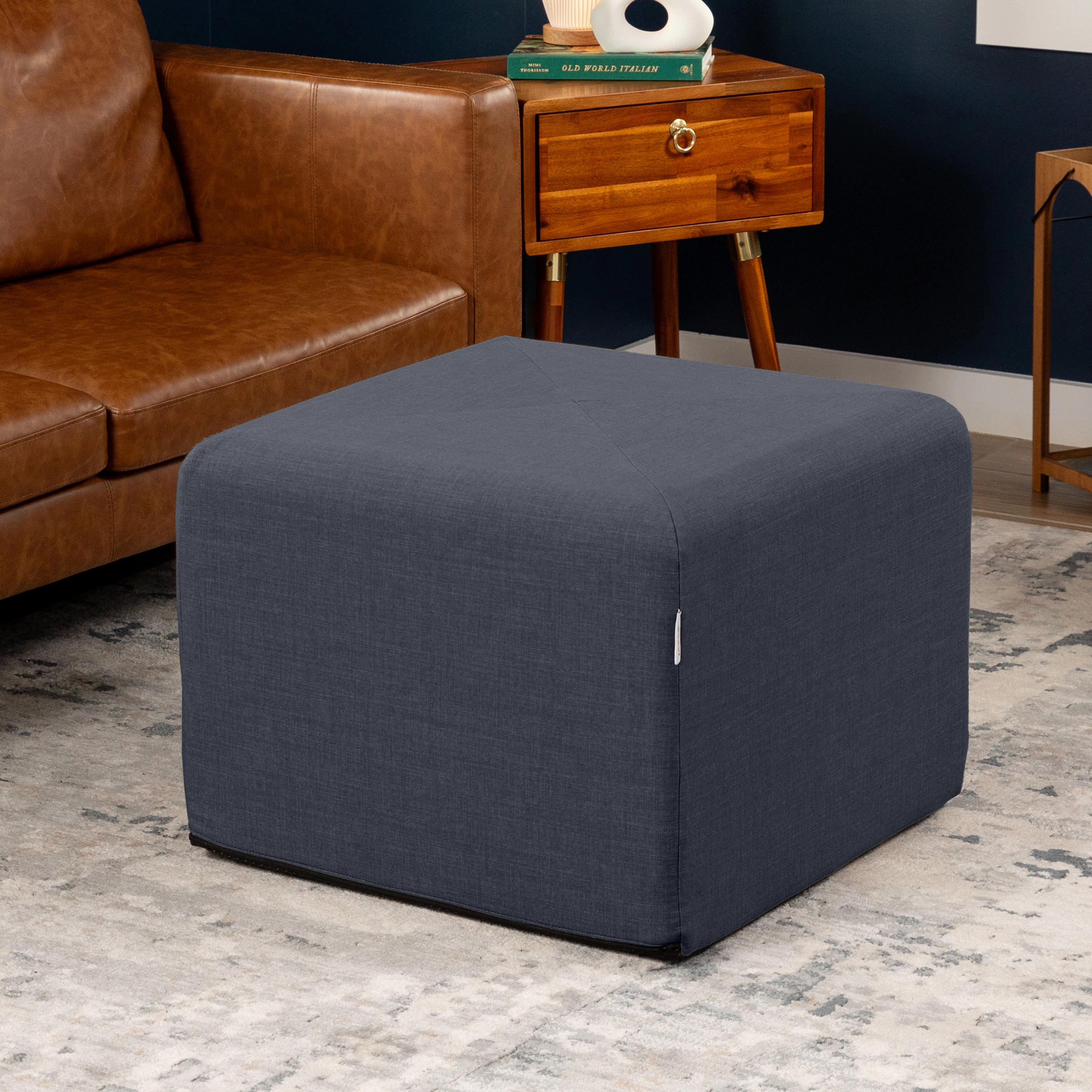 Jaxx Monroe Square Foam Ottoman with Stain Resistant Performance Fabric, Large (24 x 24 18)