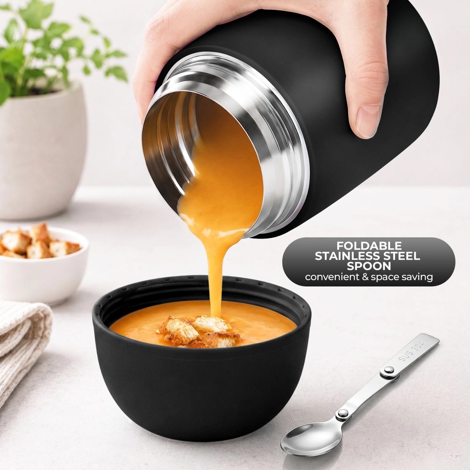 Zulay Kitchen 16oz Stainless Steel Vacuum Insulated Food Jar for Hot Foods and Soups