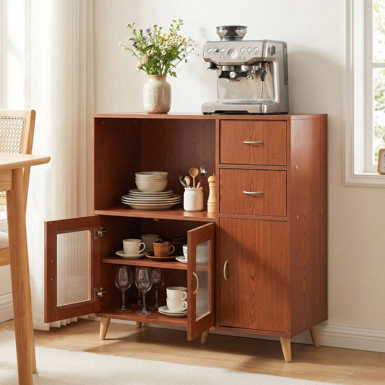 Hivvago 36 Inch Sideboard Buffet Cabinet With Open Compartment