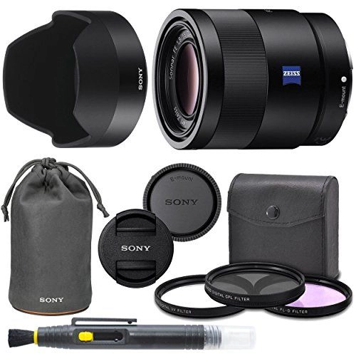 Sony Sonnar T FE 55mm f/1.8 ZA Full Frame Lens with AOM Pro Kit. includes: UV Filter, Circular Polarizing Filter,