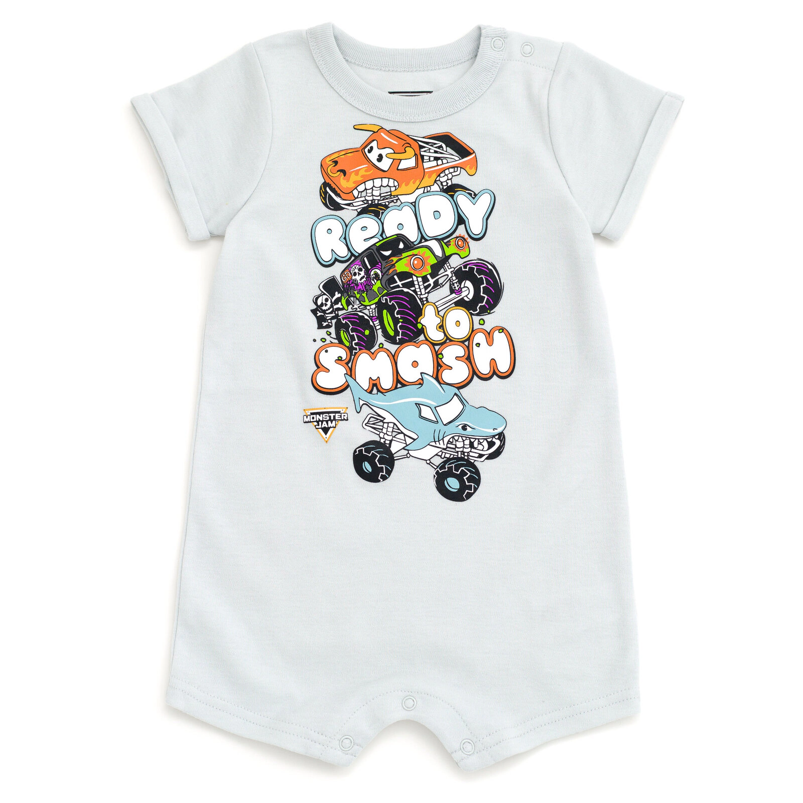 Monster Jam Boys' One Piece Romper and Bucket Hat Set