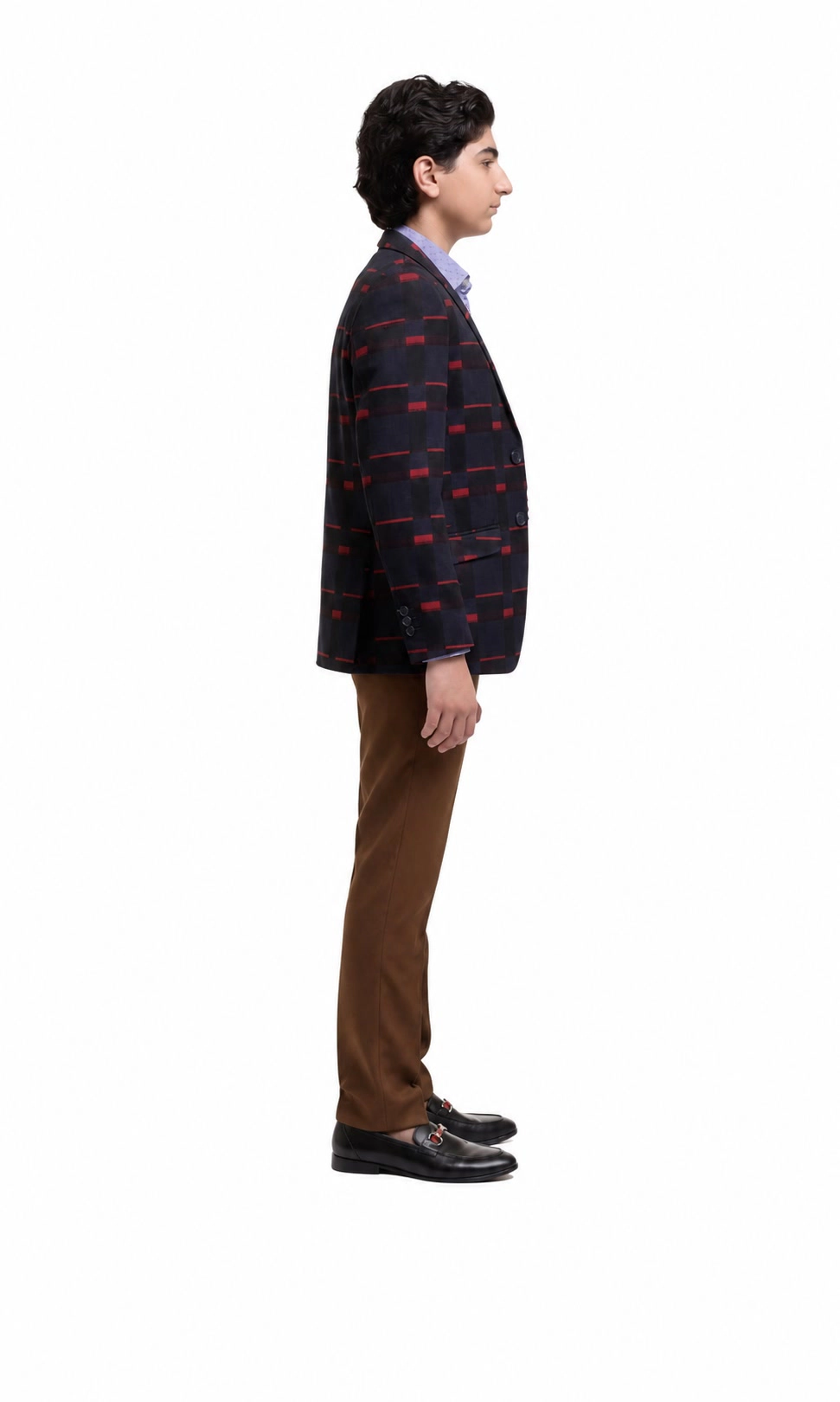 Elie Balleh Boys Slim Fit Checked Blazer