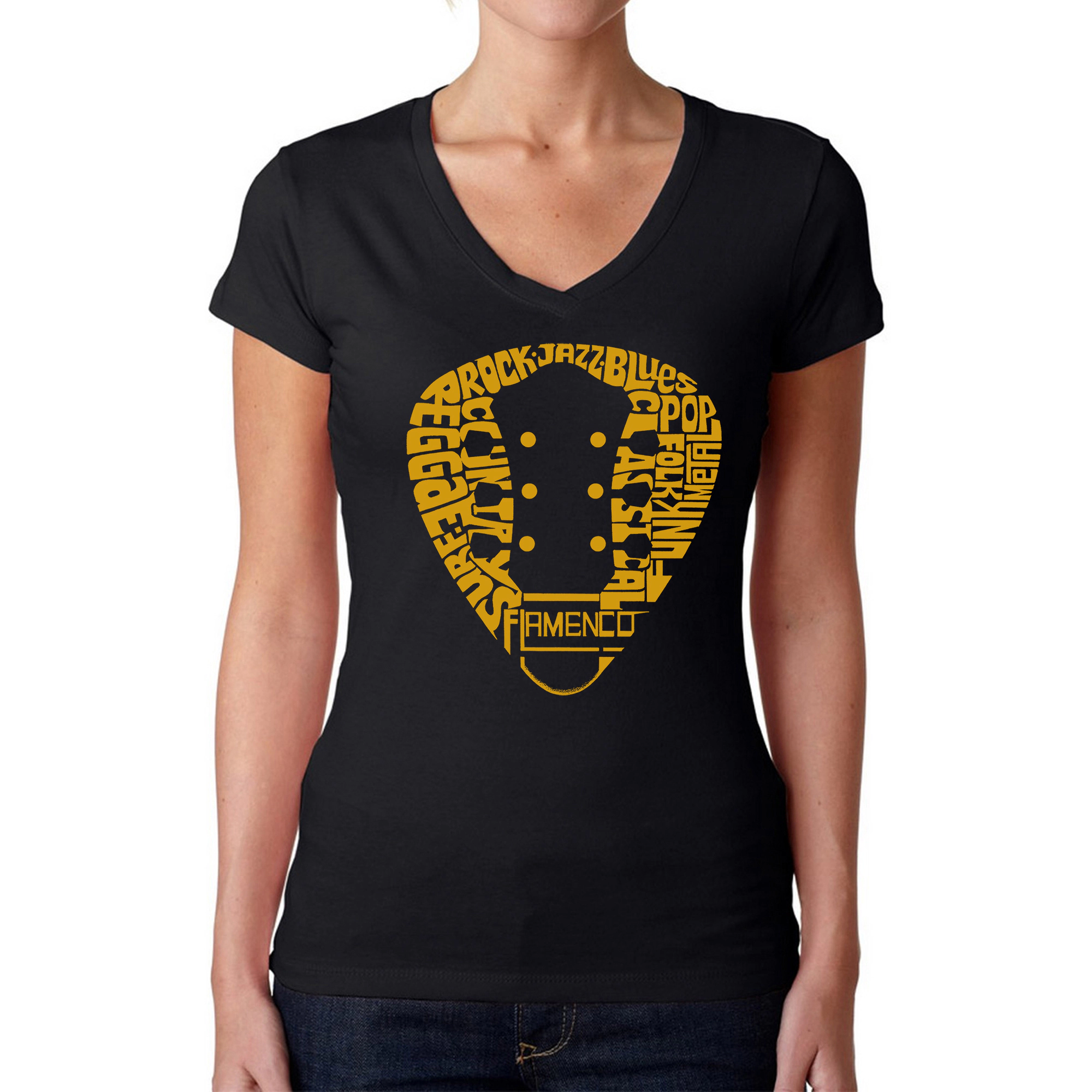 LA Pop Art Womens Word V-Neck T-Shirt