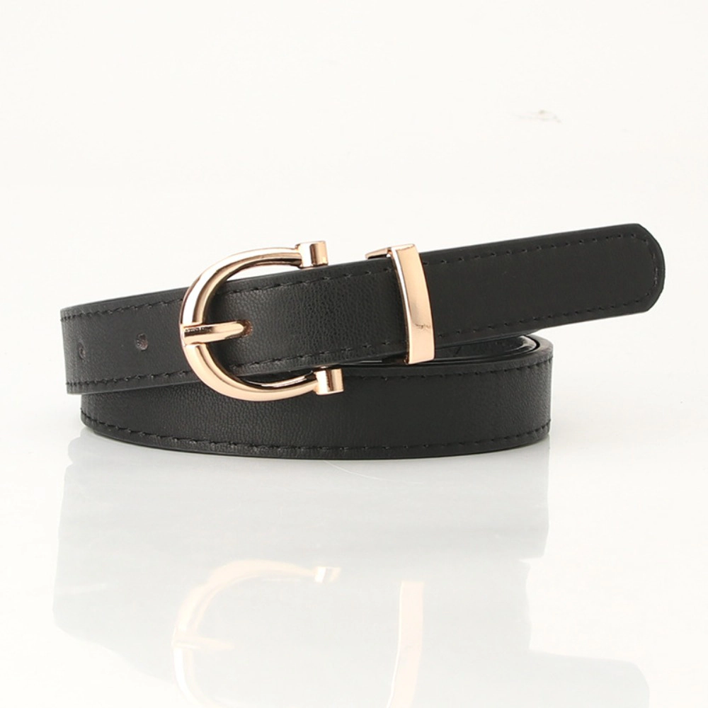 Wardrobe Whimsy Women Leather Belt Fashion Dress with Gold Buckle for Ladies Jeans Pants