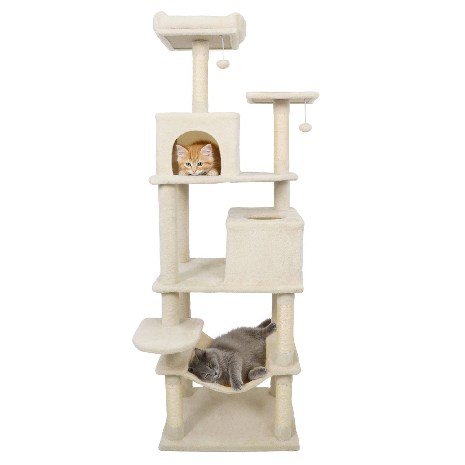 SlickBlue 58-Inch Cat Tower with Condos, Perch and Scratching Posts
