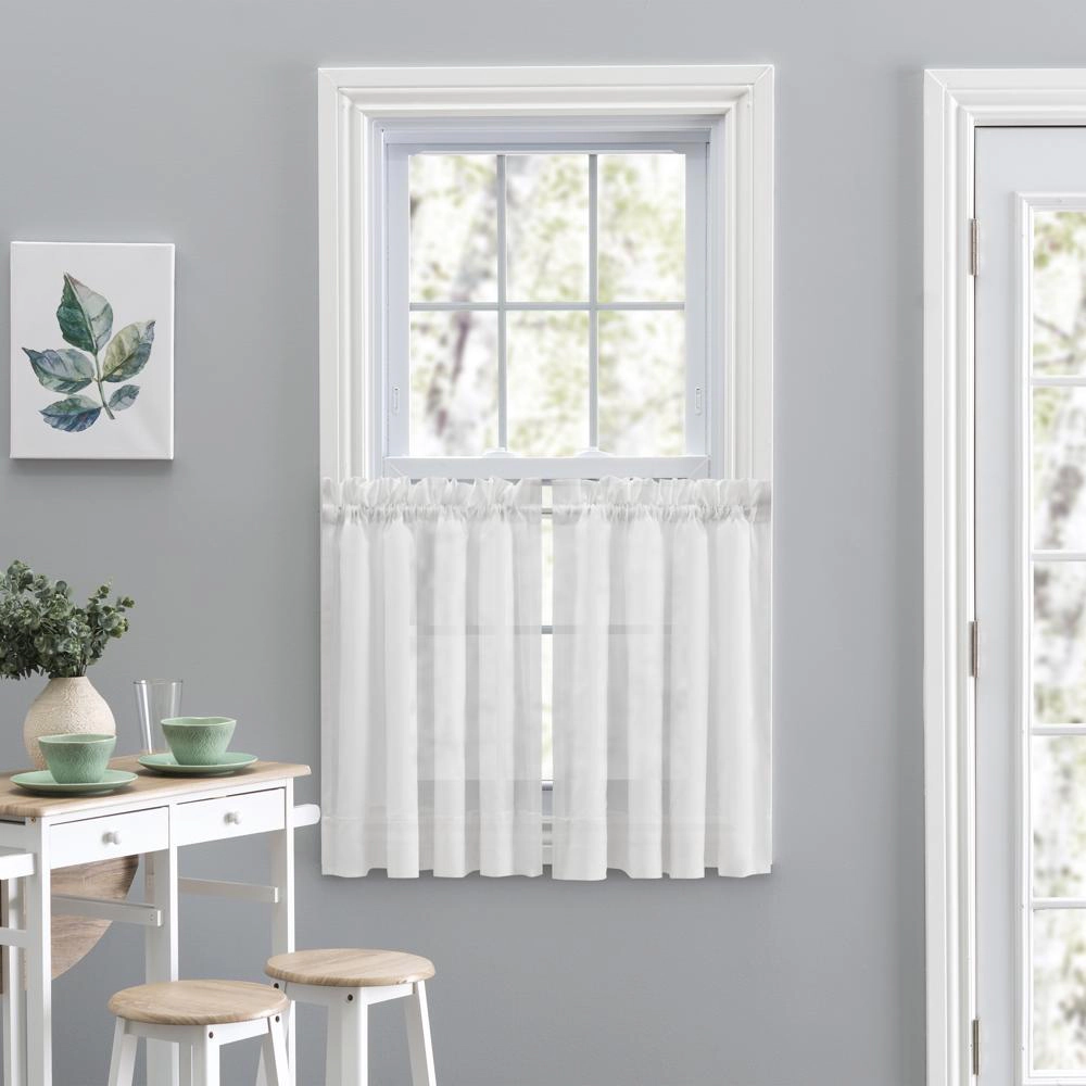 Ellis Curtain Cotton Voile 1.5 Rod Pocket Tailo Tier Pair for Windows