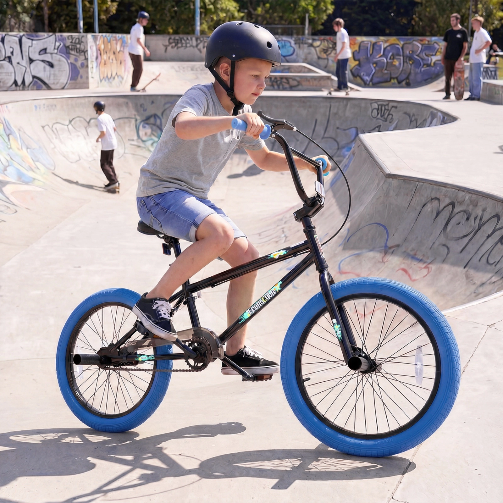 20-in Freestyle BMX Bike with 360-Degree Handlebar and 4 Pegs Rear U-Brake and Adjustable Seat Kids/Teens Ages 8+ Navy