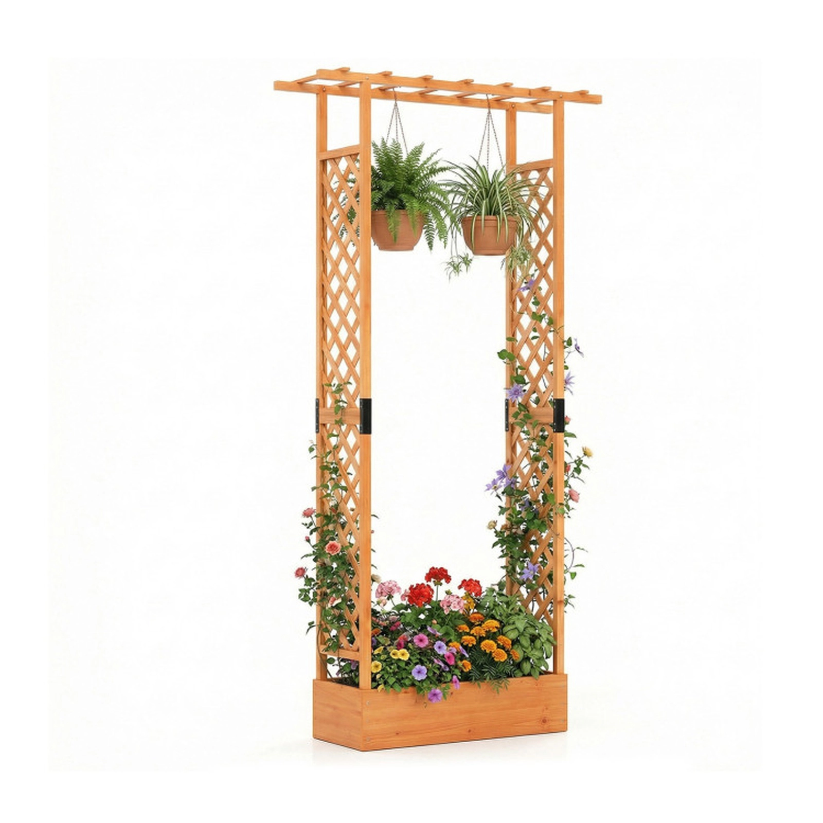 SUGIFT Orange 89-in Tall Raised Garden Bed with Side Trellis and Hanging Roof 43-in W 14-in D 110-lb Box Capacity