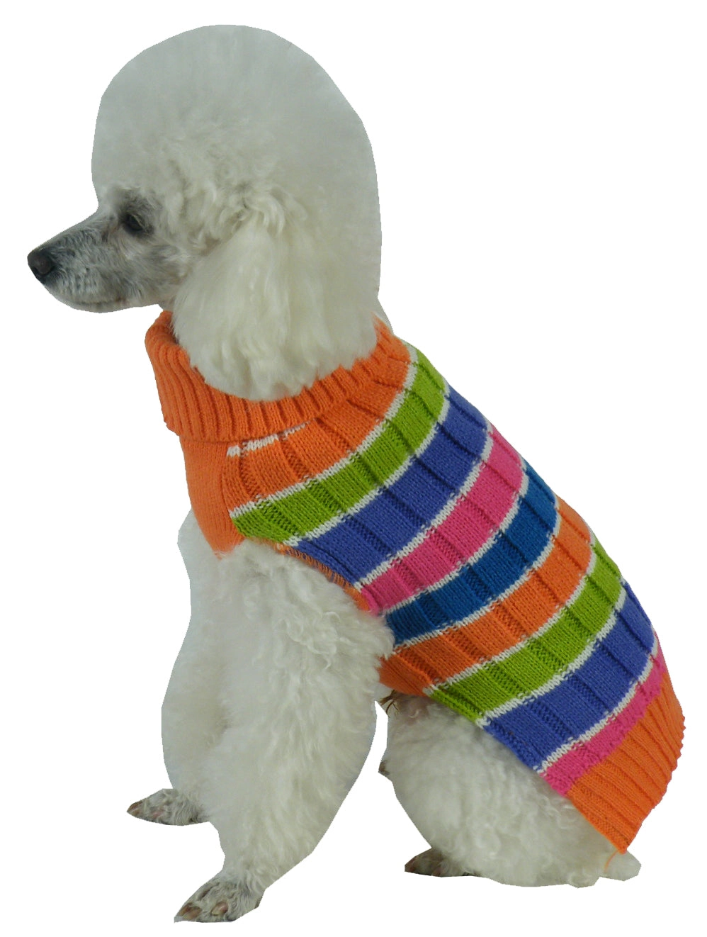 Pet Life ® Tutti-Beauty Rainbow Heavy Cable Knitted Ribbed Designer Turtle Neck Dog Sweater