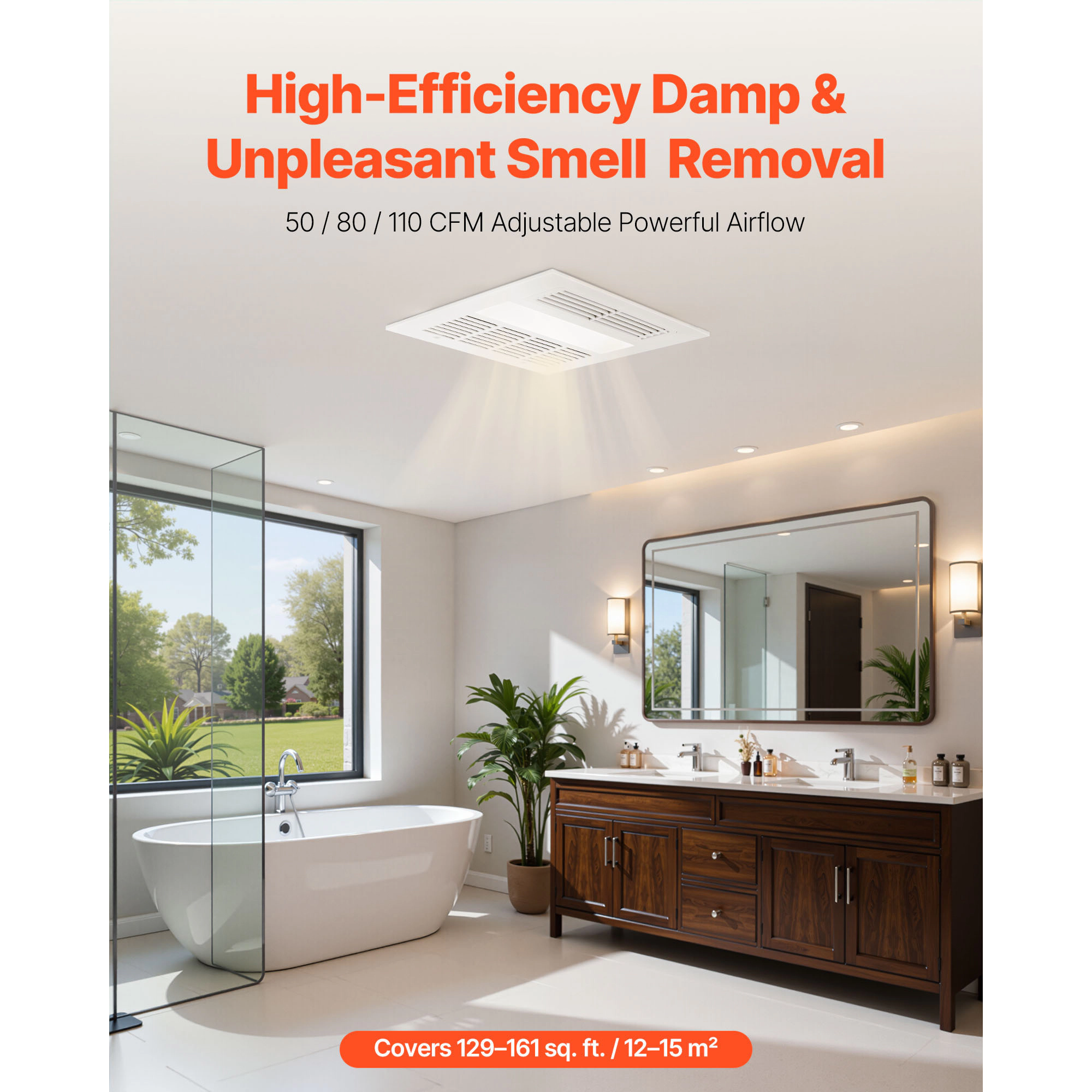 HONGGE Bathroom Exhaust Fan 1500W Ceiling Ventilation Fan