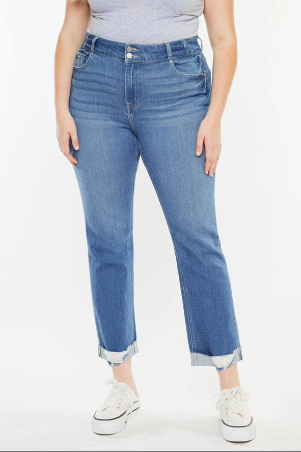 KanCan Women's Plus Essentials High Rise Slim Straight Leg Jeans Esme