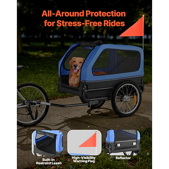 HONGGE Dog Bike Trailer Supports Pet Cart Bicycle Carrier for Small & Dogs Easy Folding Frame with Quick Release Wheel