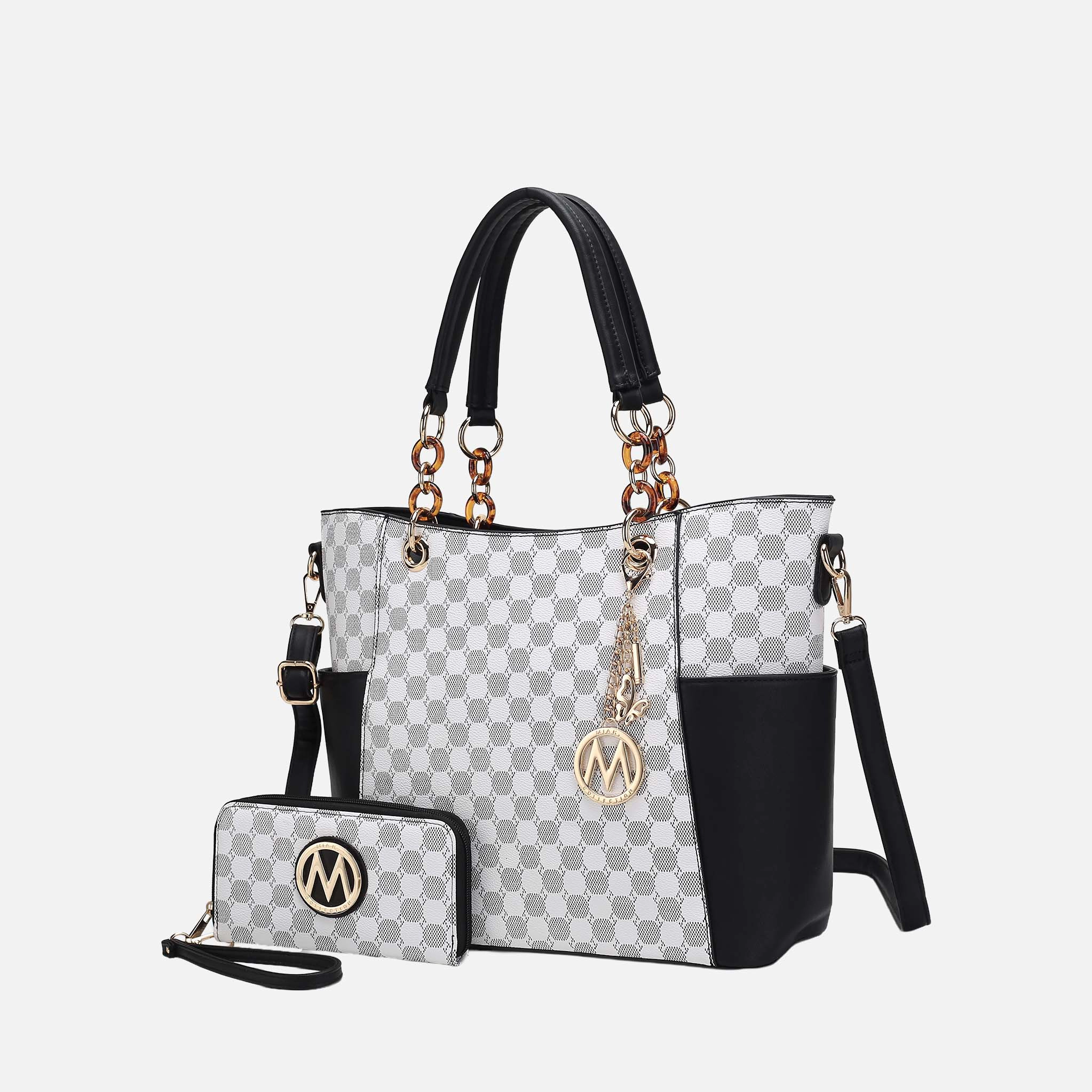 Mia K Collection Merlina Circular Print Vegan Leather Tote with Detachable Crossbody Strap