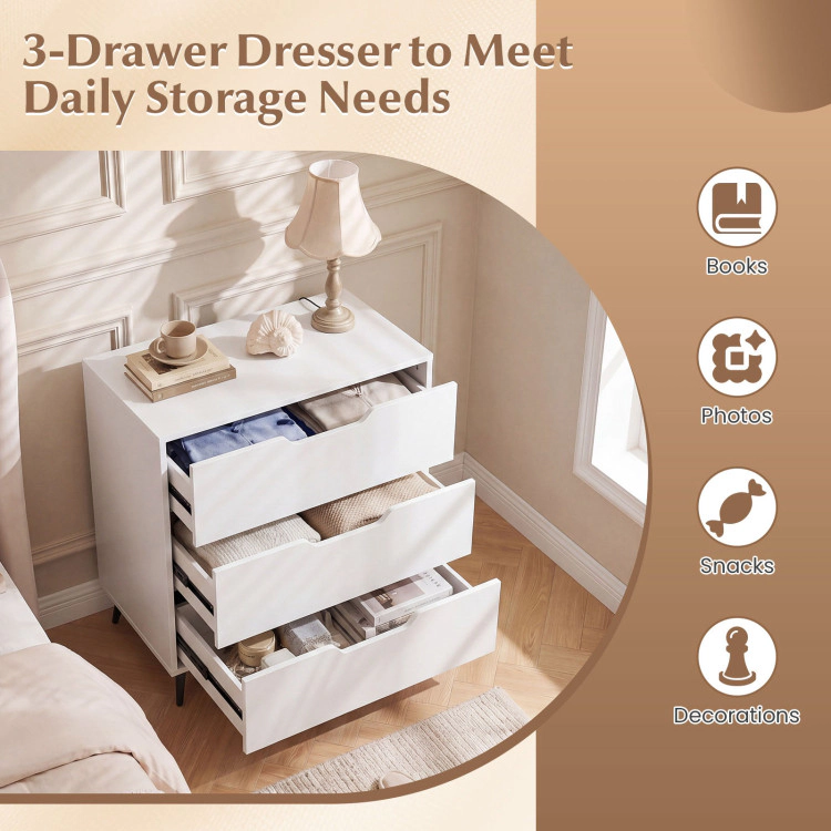 Hivvago 3-Drawer Rustic Farmhouse Wooden Storage Dresser