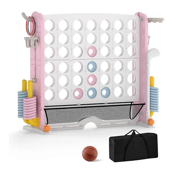 SUGIFT 4-in-1 Kids Giant 4 in a Row Game with Basketball Ring Toss and ...