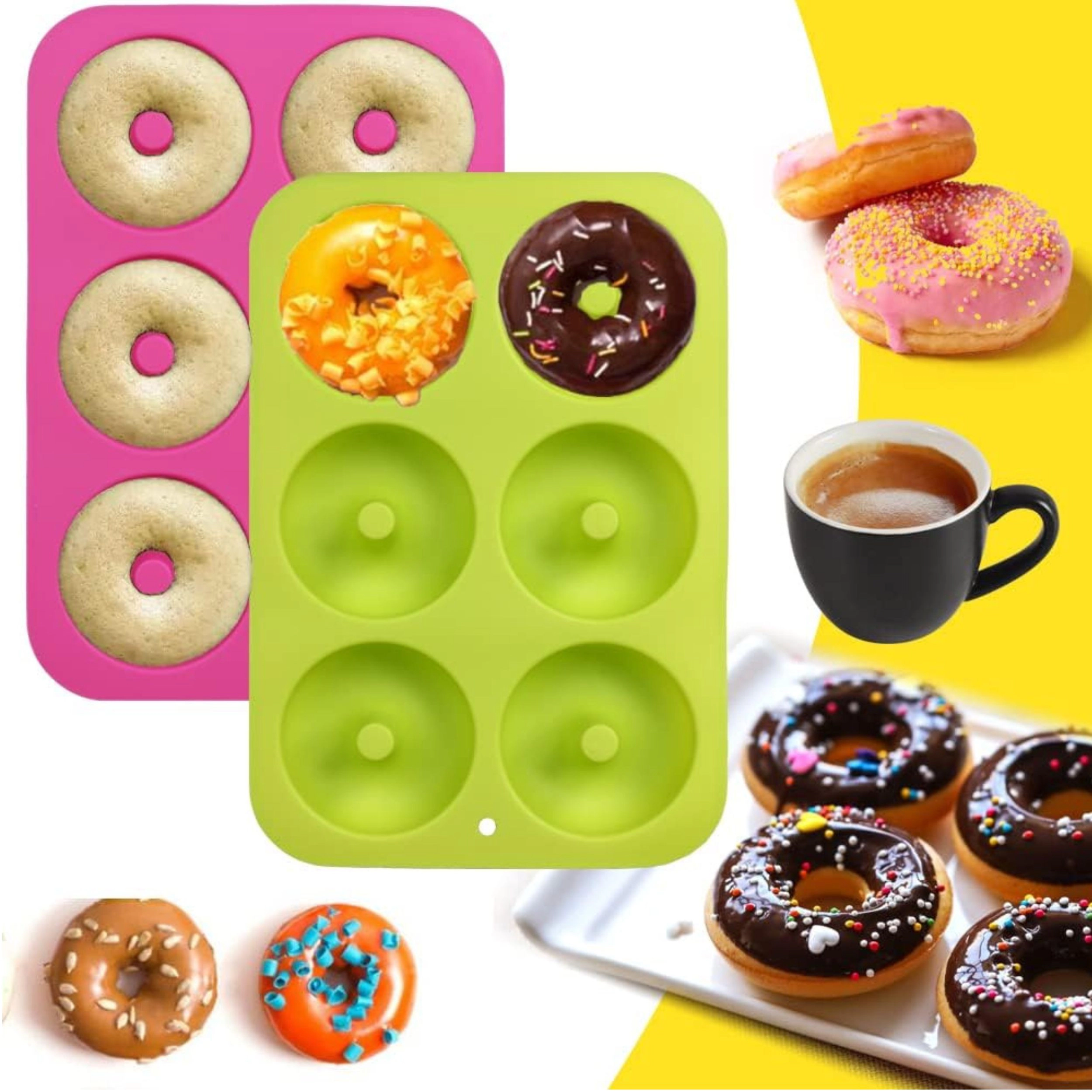Stock Preferred Pack of 2 Silicone Donut Baking Molds Nonstick Food Grade Doughnut Pans