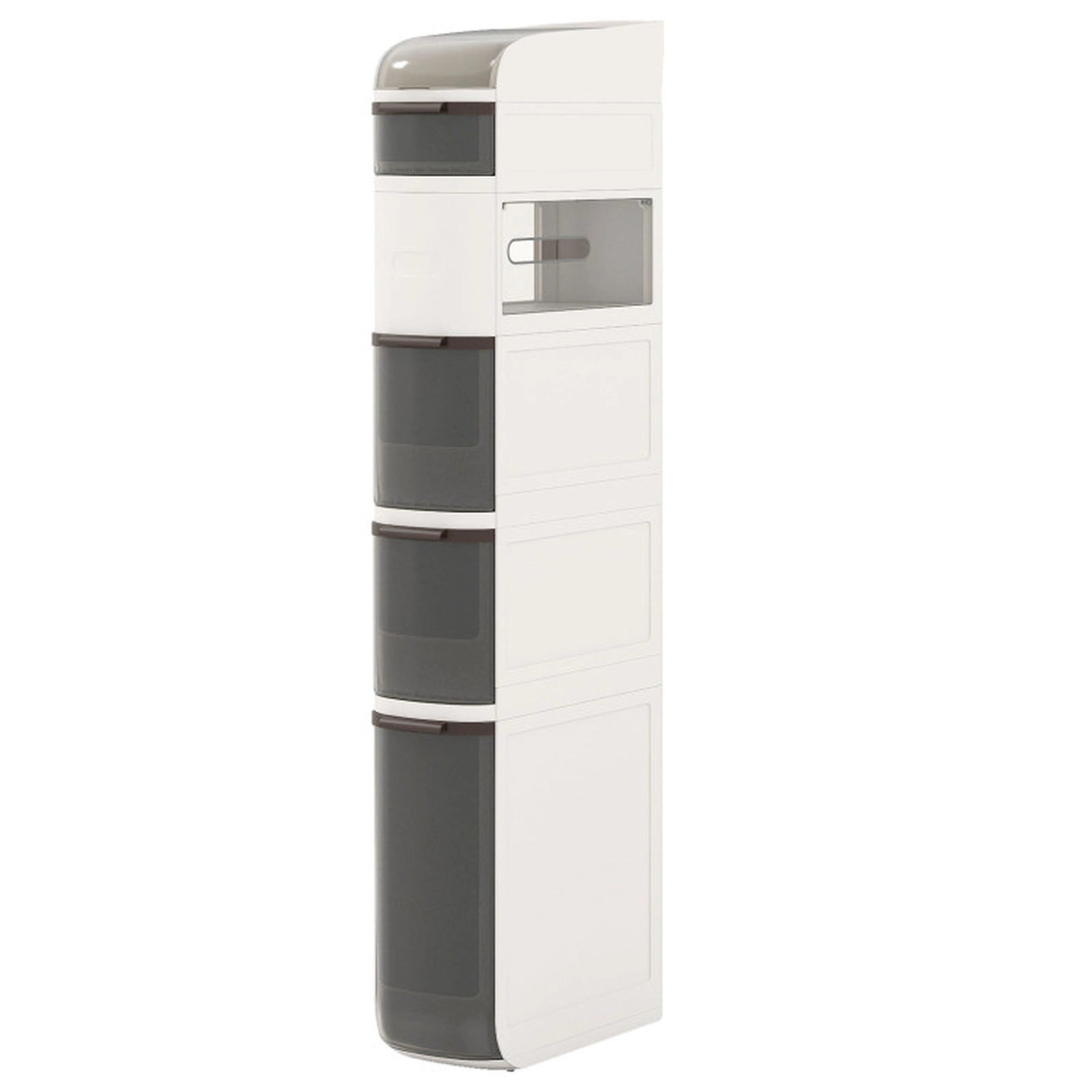 SUGIFT 6-Tier Narrow Bathroom Storage Cabinet with Drawers and Tissue Box White