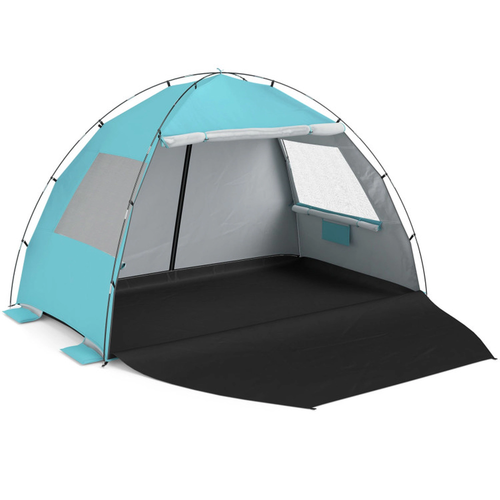 SUGIFT Blue Beach Tent Sun Shelter with Extended Floor 2 Vent Windows and 10 Stakes 87-in W 59-in D 59-in H