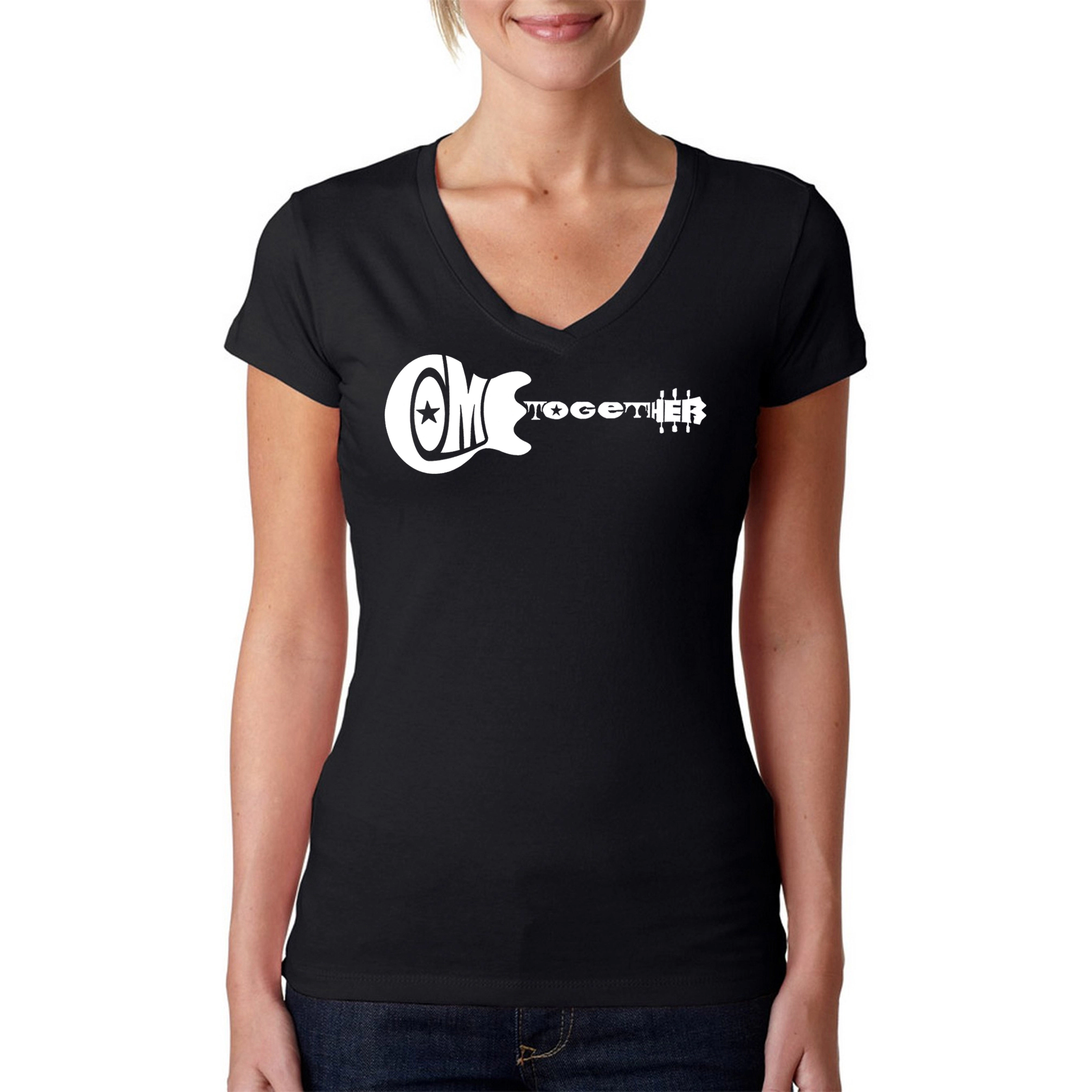 LA Pop Art Womens Word V-Neck T-Shirt - Come Together