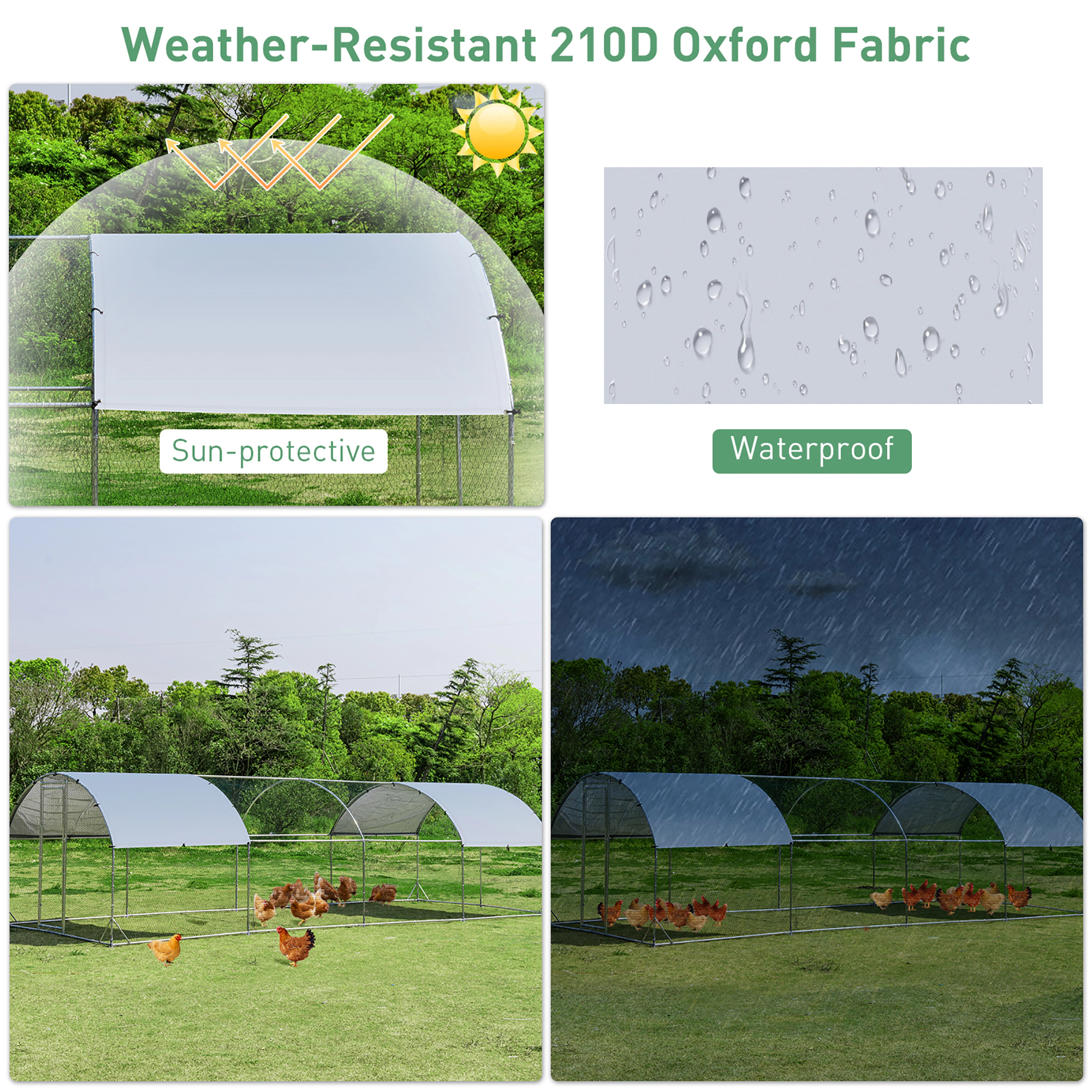 SUGIFT Silver Dome Metal Chicken Coop House with Oxford Cover and Ground Stakes 25-ft W 9-ft D 6.5-ft H