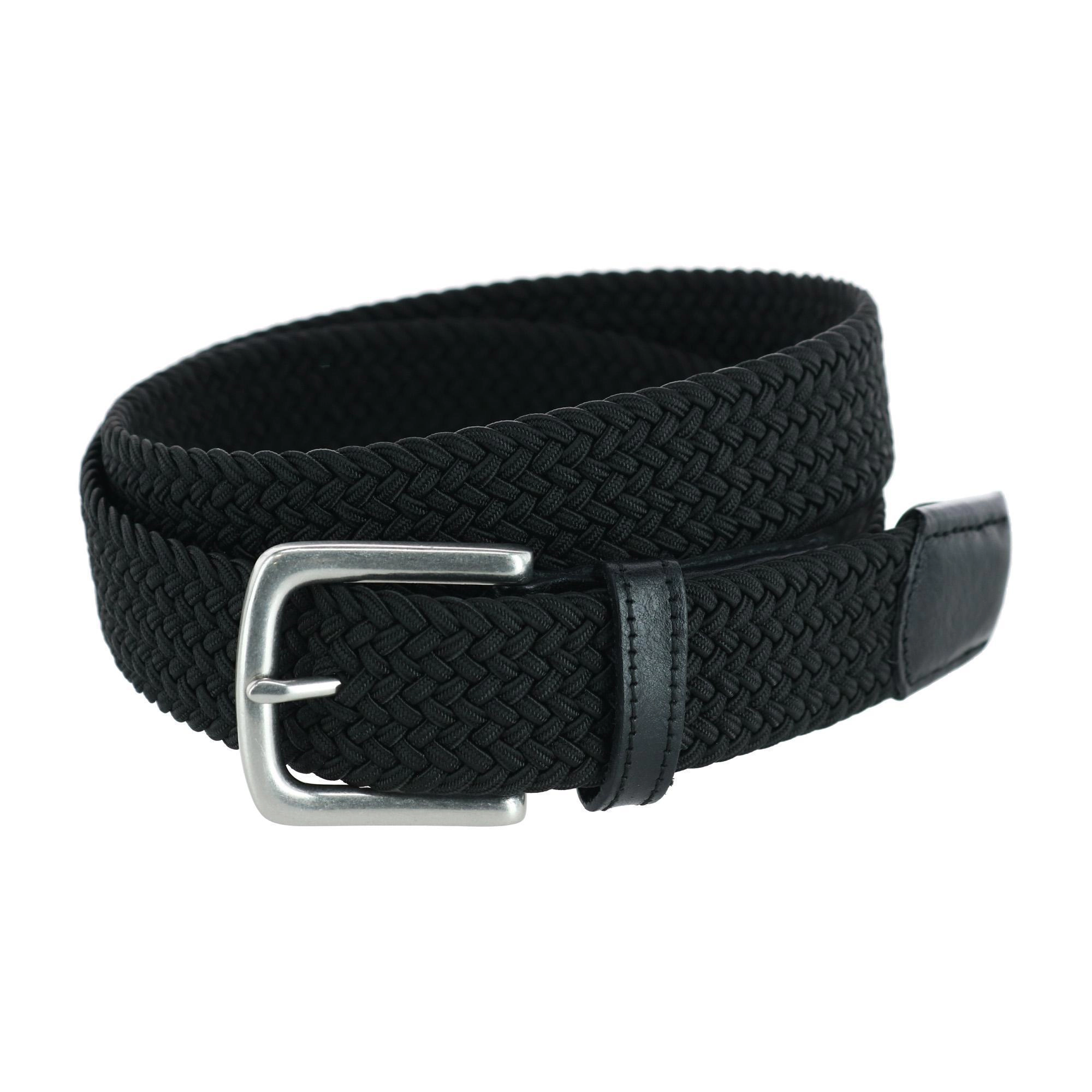 Trafalgar Men's Riverside Big and Tall Solid Stretch Weave Belt