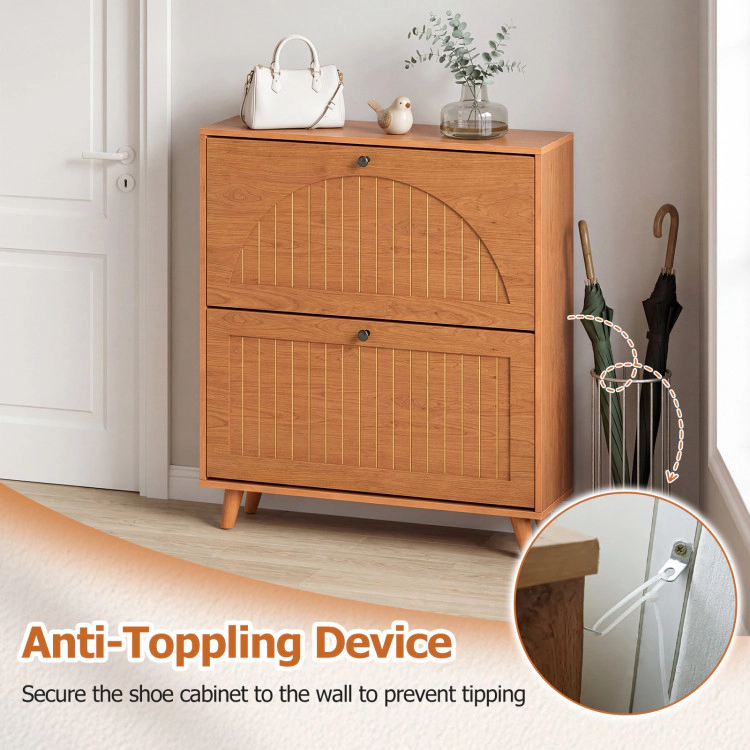 Hivvago Narrow Shoe Cabinet With Adjustable Removable Shelves For Entryway