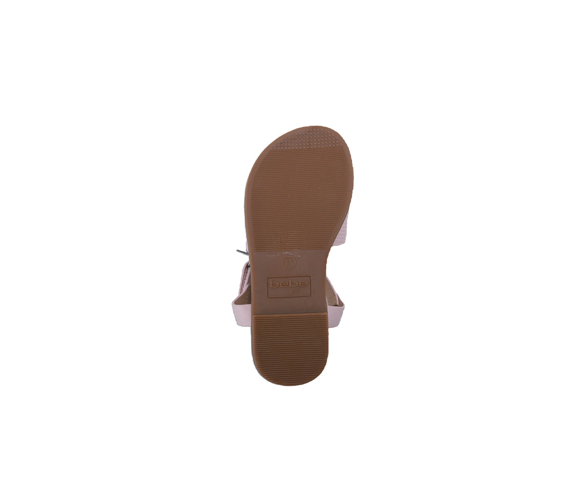 bebe Girl's Sandals- Comfy and Lightweight Embossed with Medallion Hardware Detail - Flat Sandals
