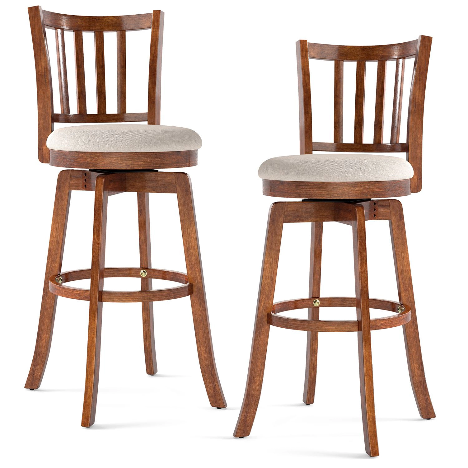 SlickBlue Swivel Bar Stools Set of 2 with Upholstered Seat and Wood Base