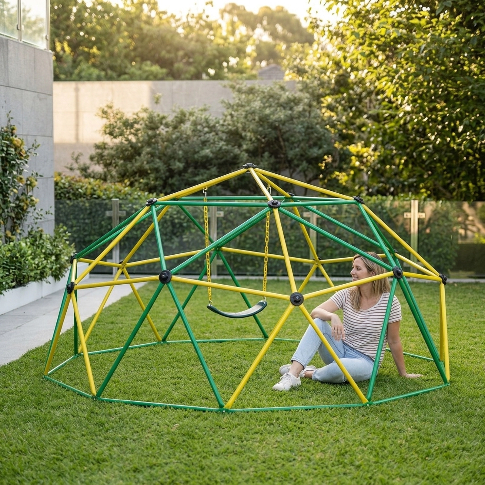 10-ft Climbing Dome Swing 800-lb Total Capacity Galvanized Steel Geometric Dome Climber for 6 Kids Ages 5-12 Green