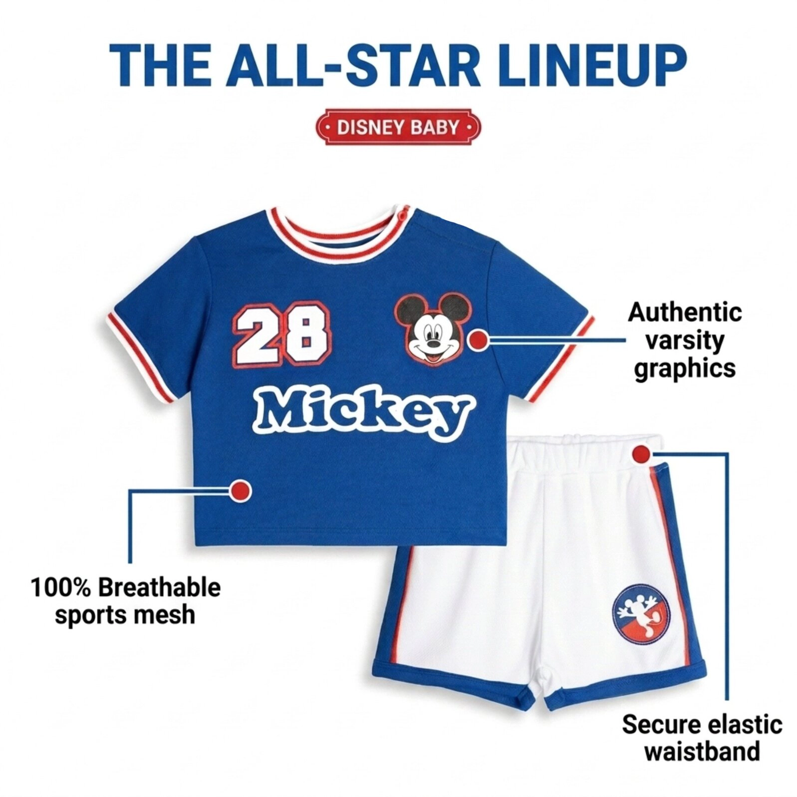 Disney Baby Athletic 2-Piece T-Shirt and Shorts Set