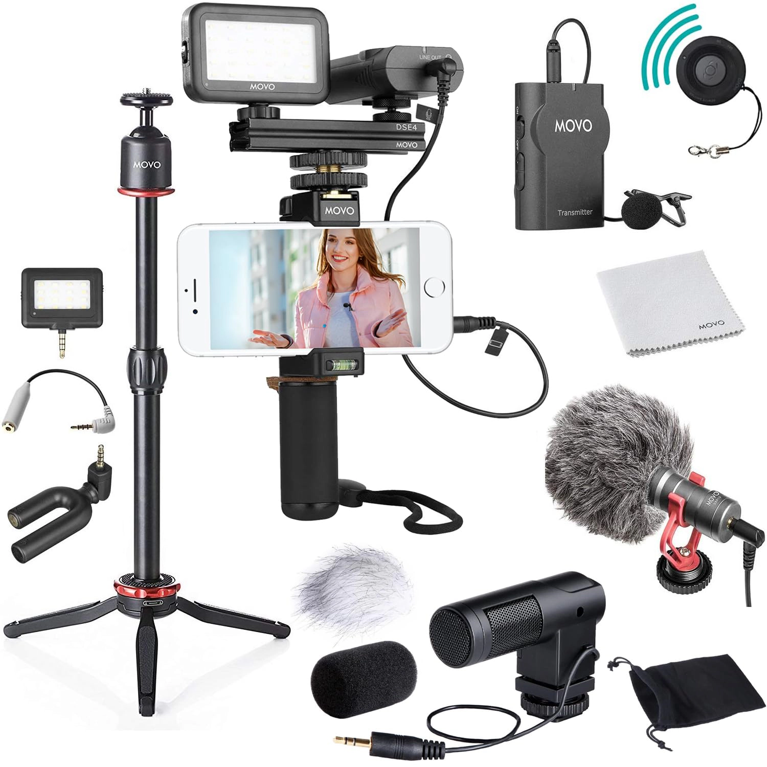 Movo V8 Huge Vlogging Kit for iPhone with Tripod, Grip, Microphones, LED Lights, and Wireless Remote Vlog - YouTube