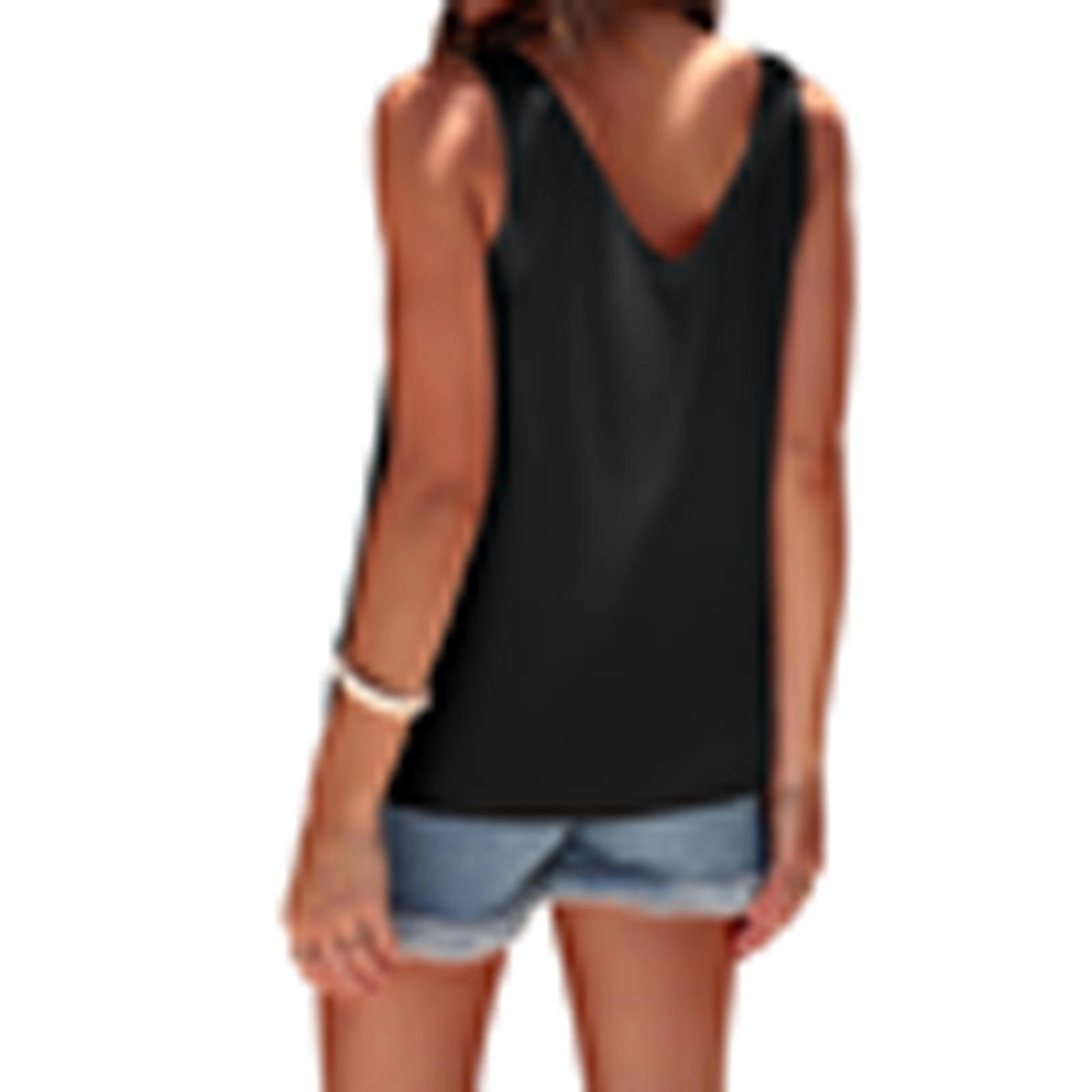 Ekouaer Womens Tank Tops V Neck Casual Cami Sleeveless Camisole Summer Basic