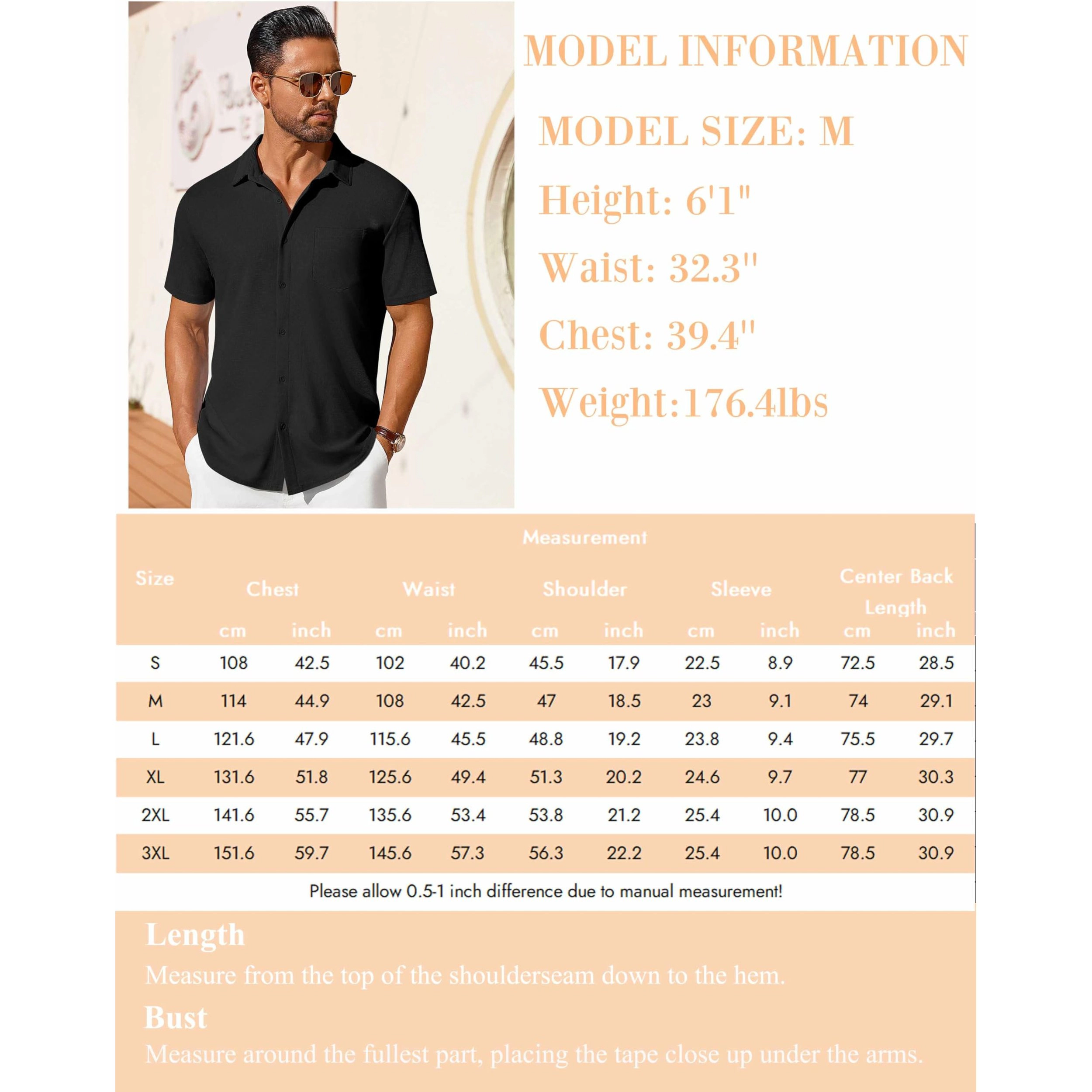 COOFANDY Mens Short Sleeve Button Down Shirts  Lapel Collar Casual Pocket Tops