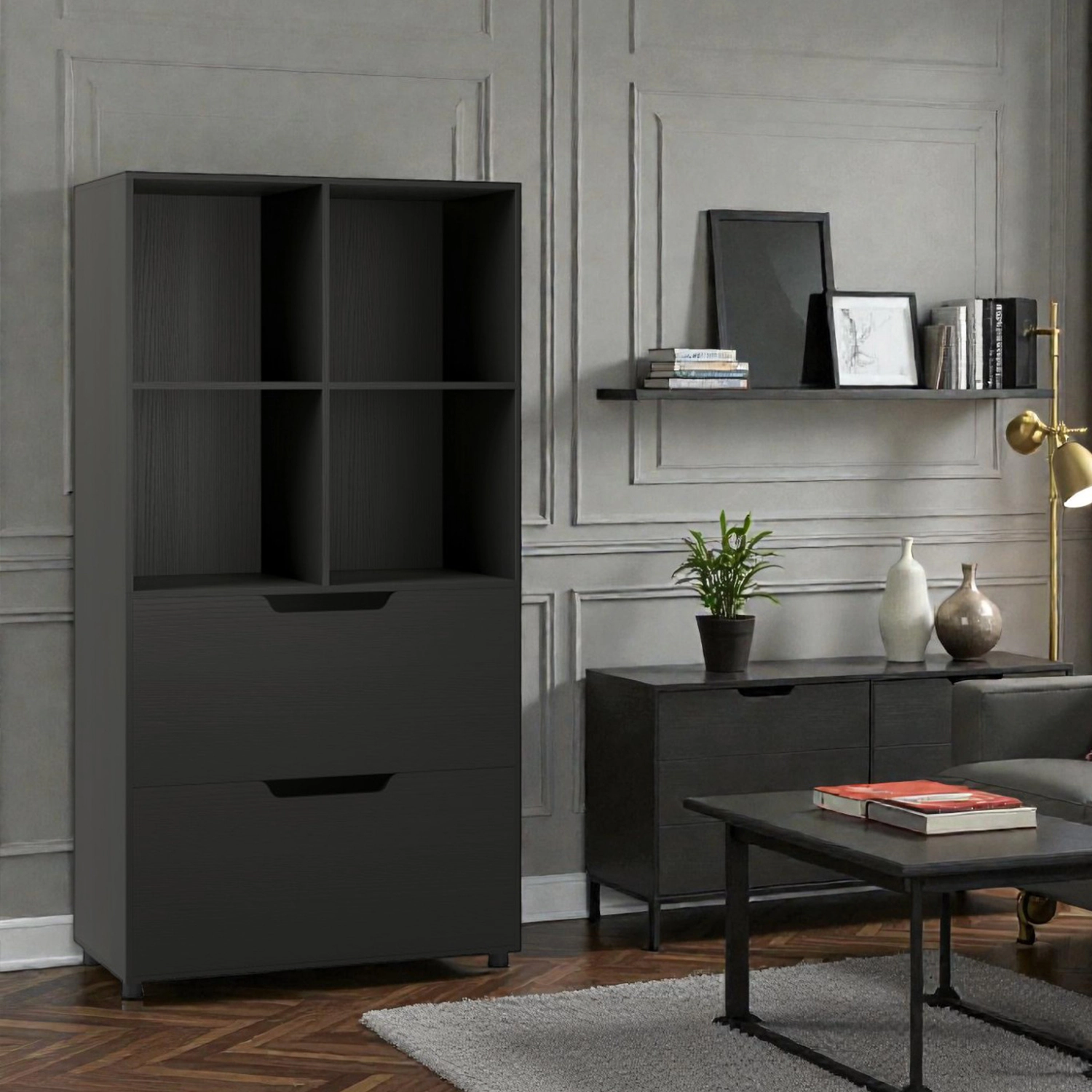 Hivvago Tall 5-Tier Storage Bookcase