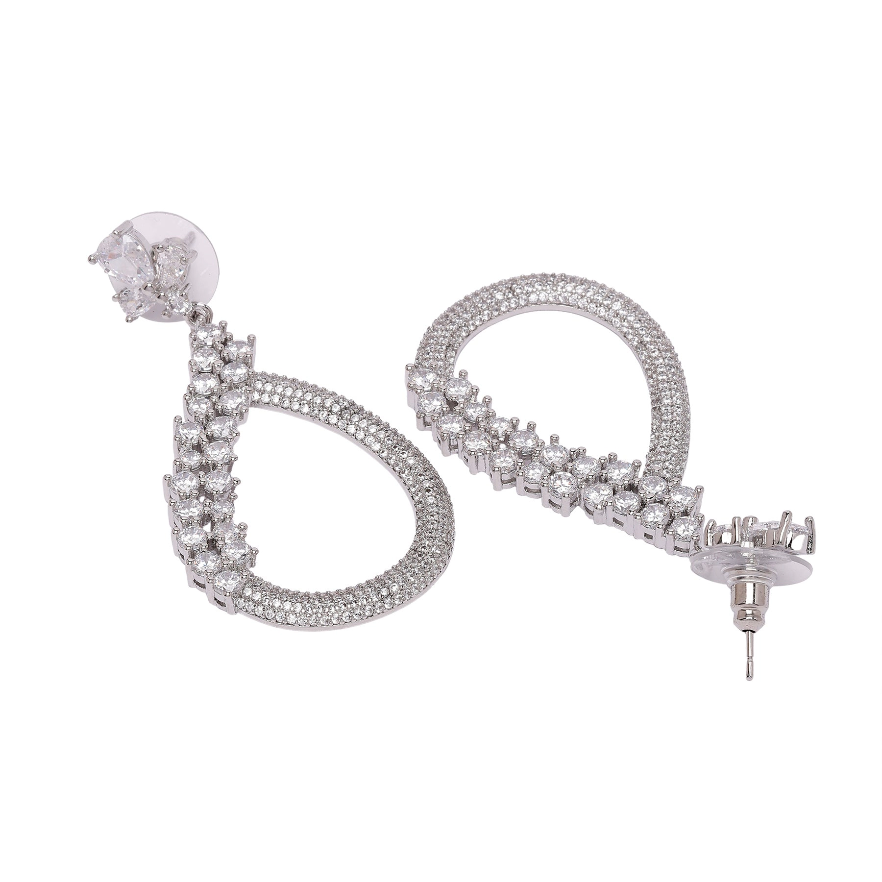AGP PARIS Womens Diva Sparkling Almond Shaped Drop Earrings