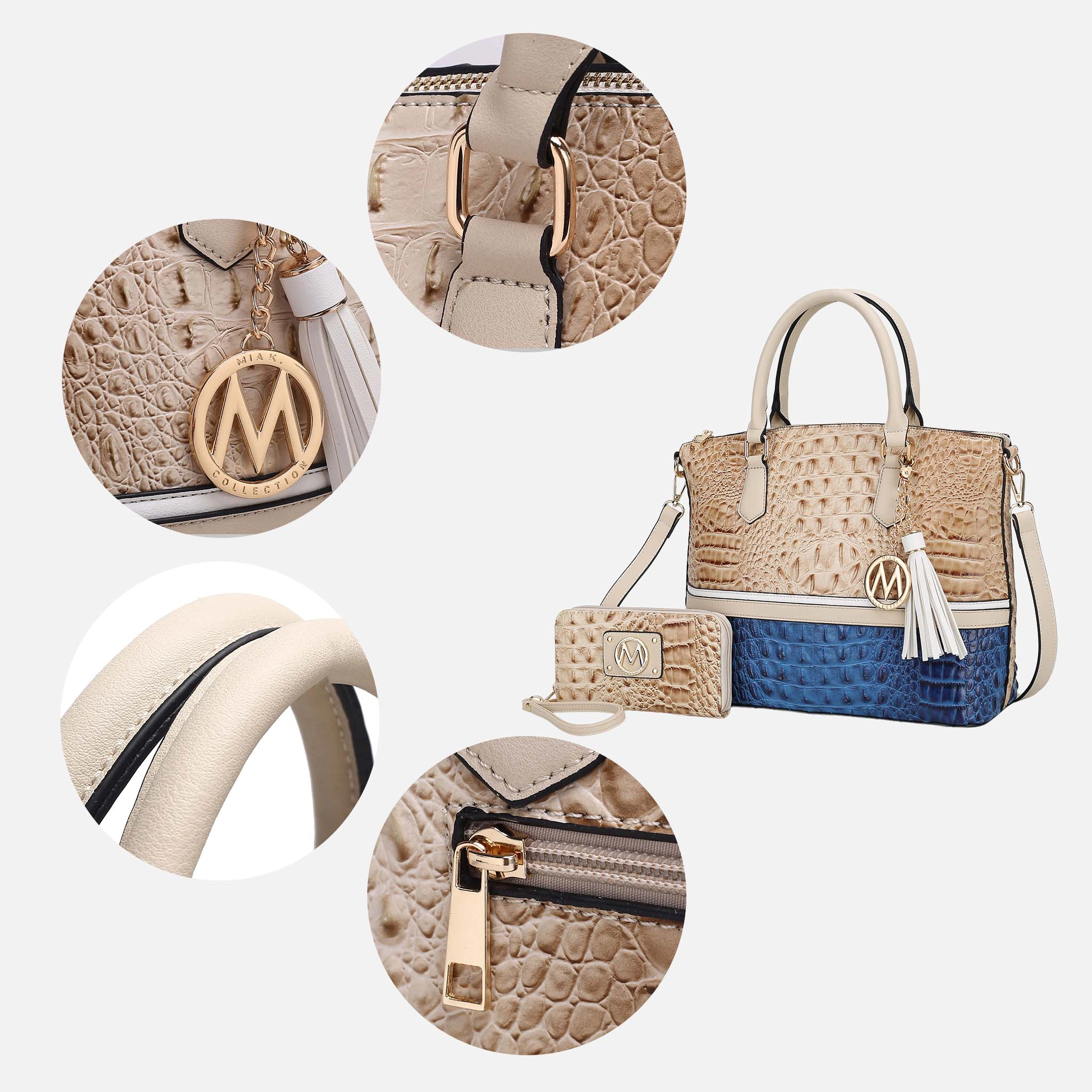 MKF Collection by Mia K Croco-Embossed Vegan Leather Tote with Wristlet Wallet