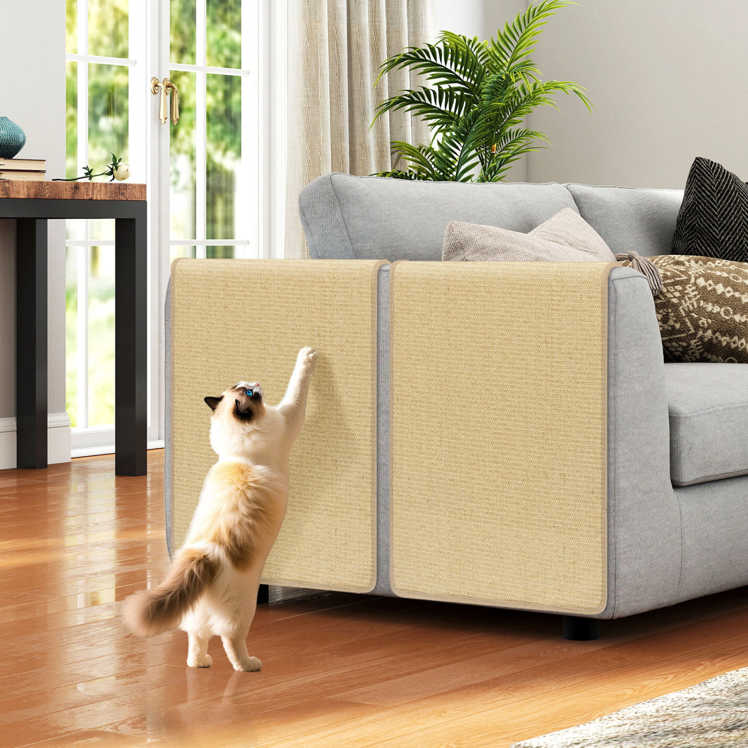 LJG 2 Piece Cat Scratcher Mat Set 32 x 20 Inch Natural Sisal Pads
