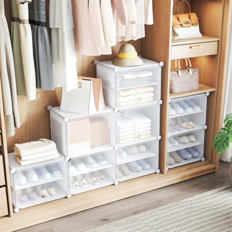 Hivvago 12-Cube 48 Pairs Portable Shoe Shelves with Hook