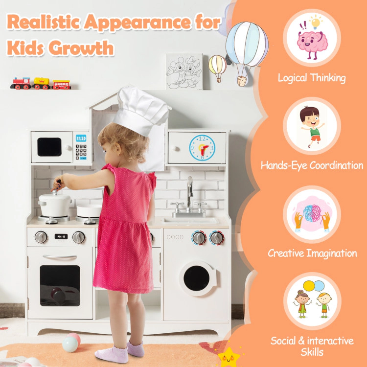 Hivvago Wooden Kids Kitchen with Washing Machine