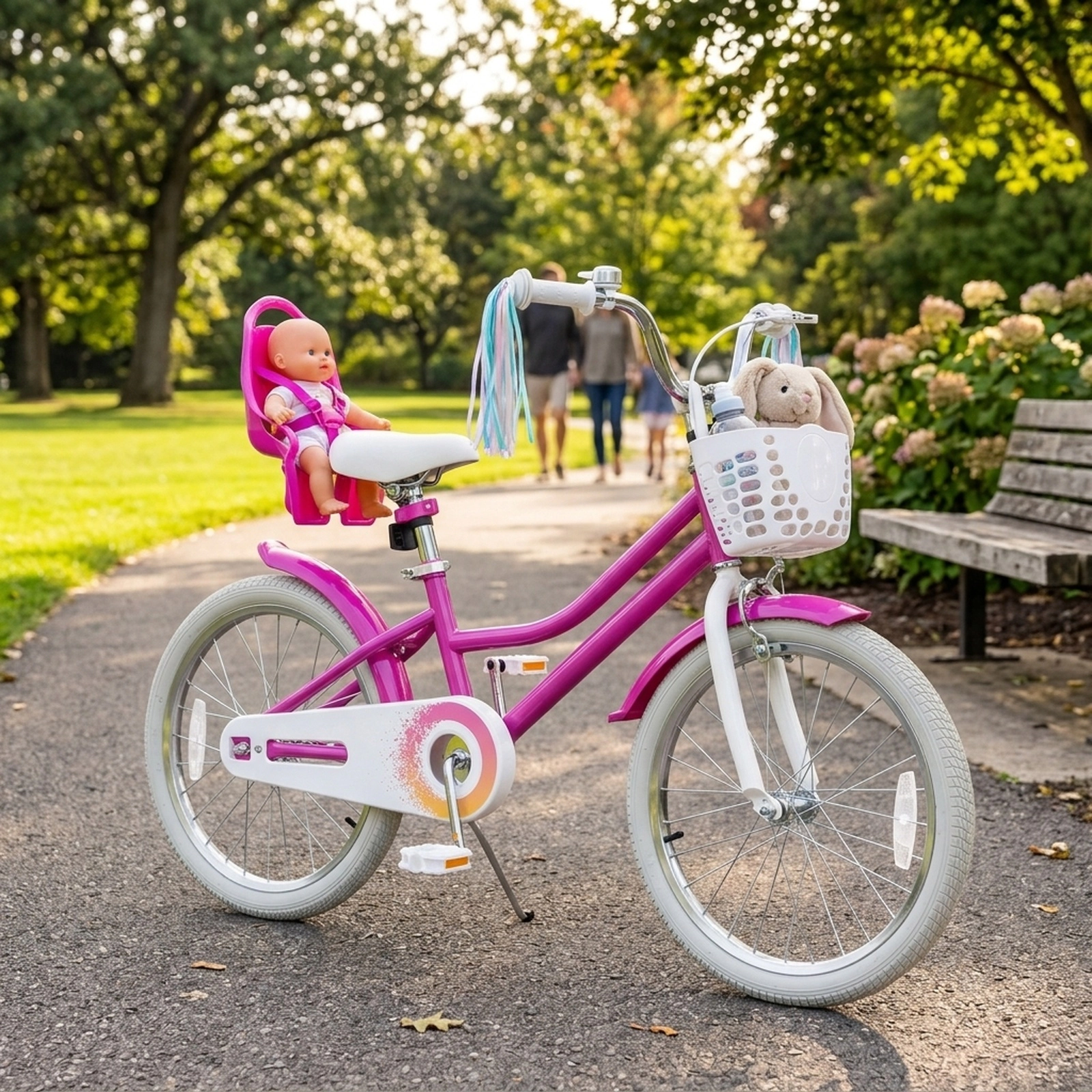 20-in Kids Bike Front Basket Dual Brake System Quick-Release Seat Kickstand 5-Layer Anti-Slip Tires Ages 8+ Rose Red