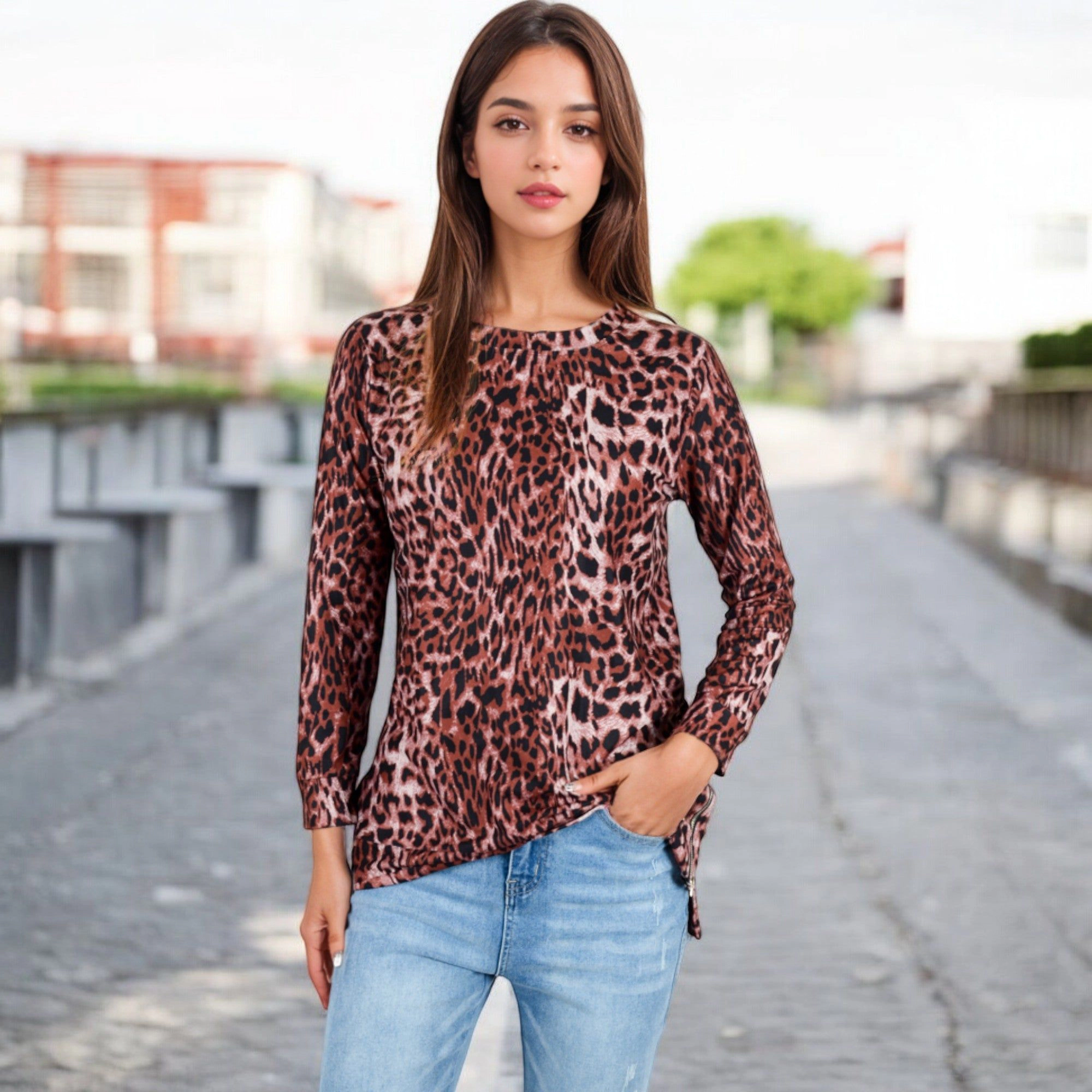 Anna-Kaci Women's Camouflage Pullover Tunic Top Fall Crewneck Sweatshirts