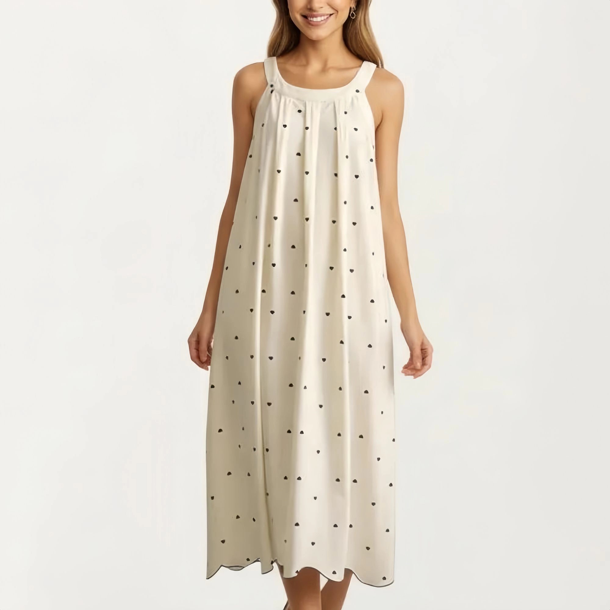 Anna-Kaci Women's Sleeveless Pajama Dress with Scoop Neck Loose Fit Midi Sleepwear Nightgown Printed Pattern