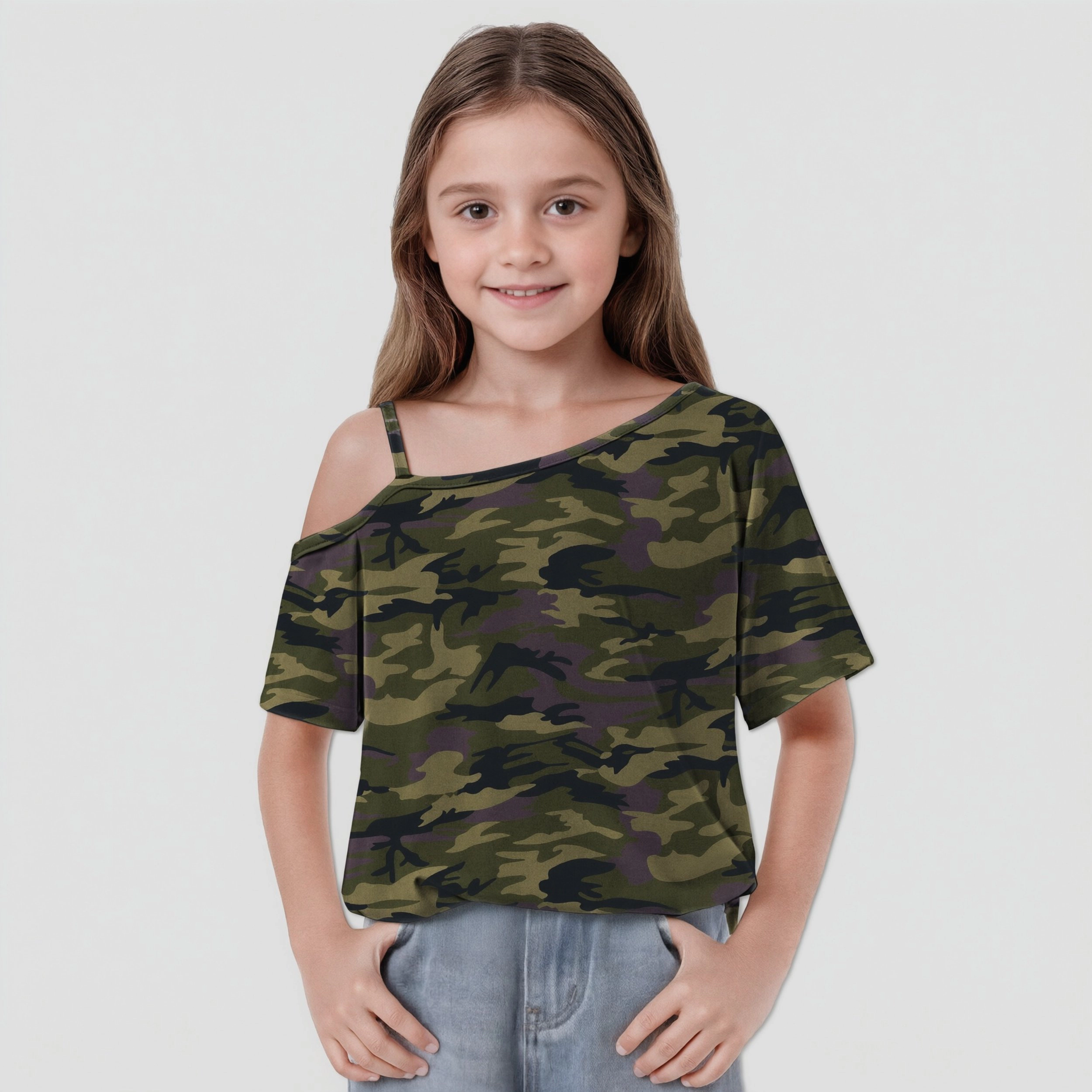 Arshiner Girl's Tie Dye Short Sleeve One Shoulder T-Shirt