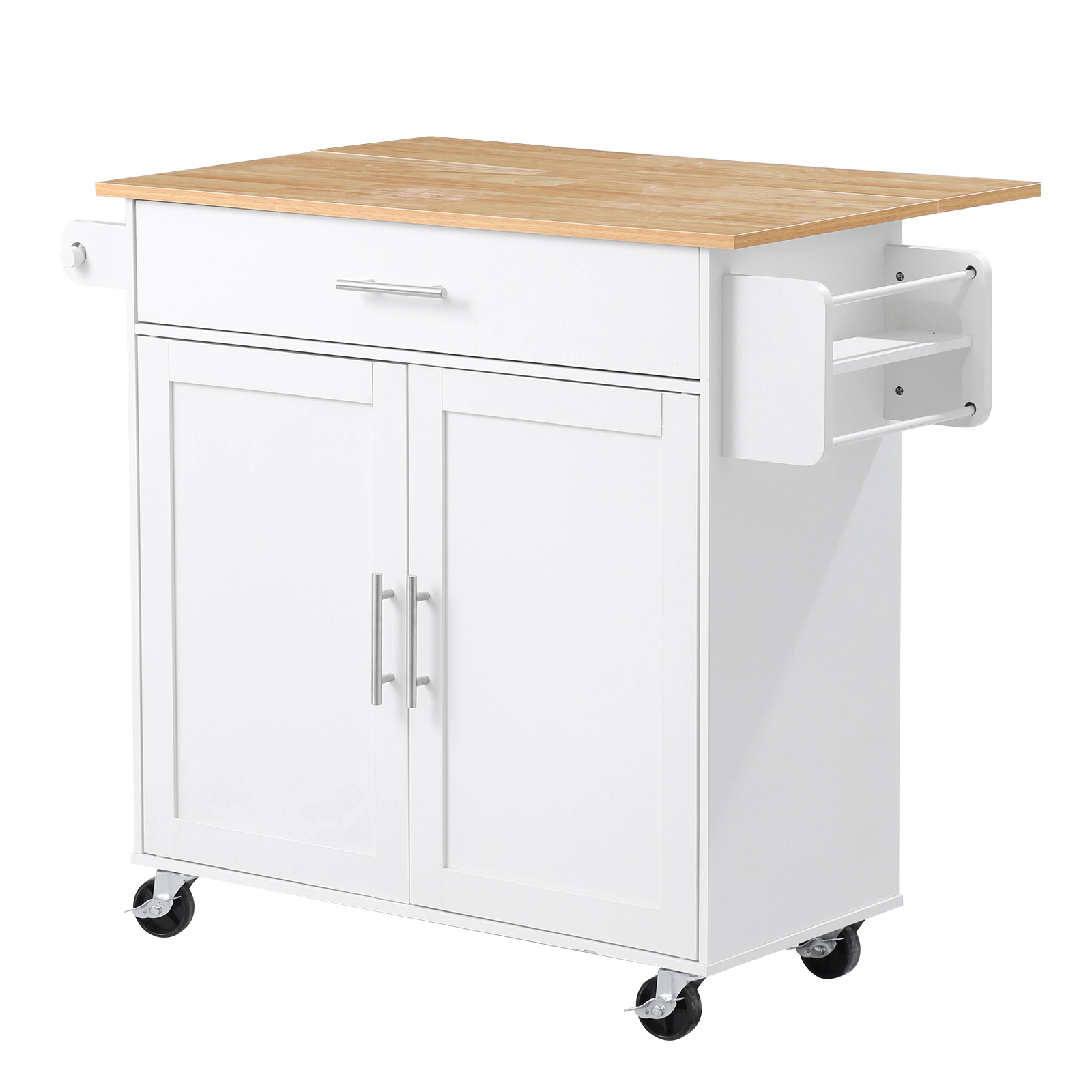 HONGGE Kitchen Island Cart with Storage 42.28 Wide Mobile Rolling on Swivel Wheels Drawer