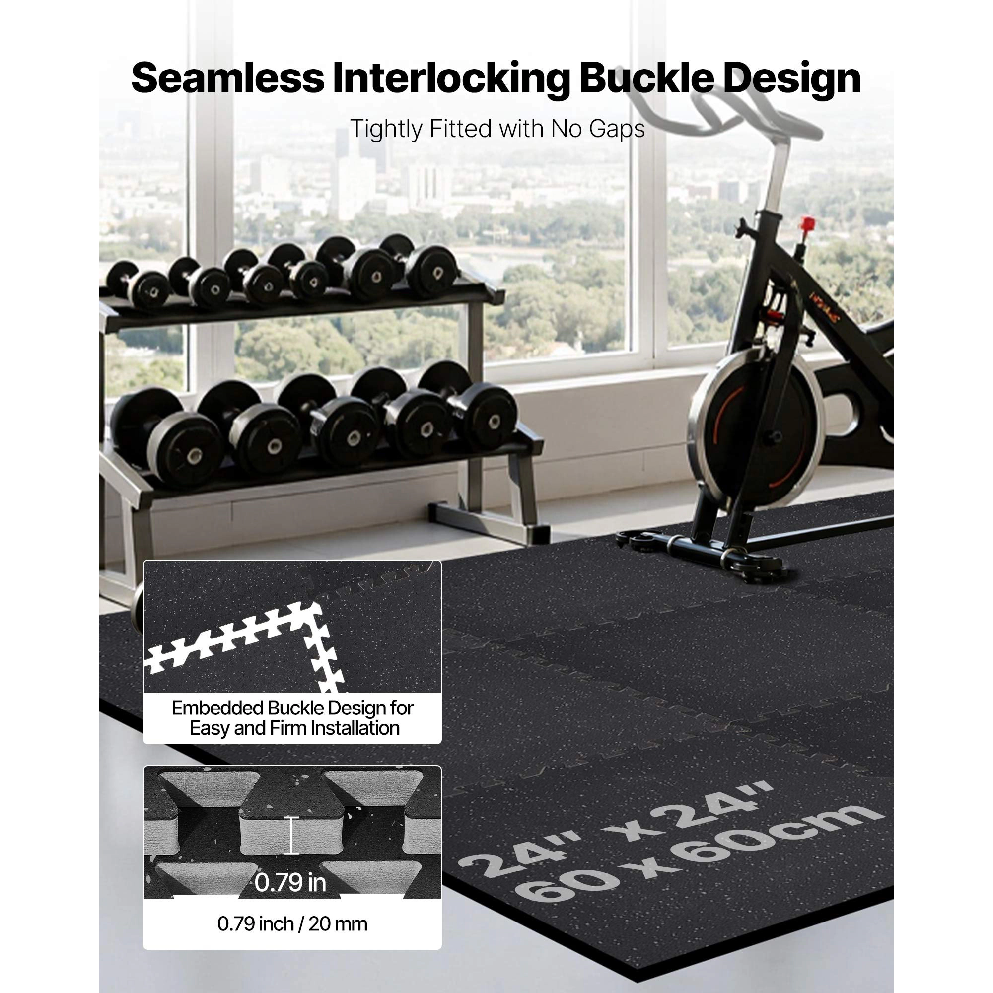 HONGGE Puzzle Exercise Mat Fitness Equipment Mats High-Density EVA Foam Mats Set Interlocking Rubber Soft Tiles