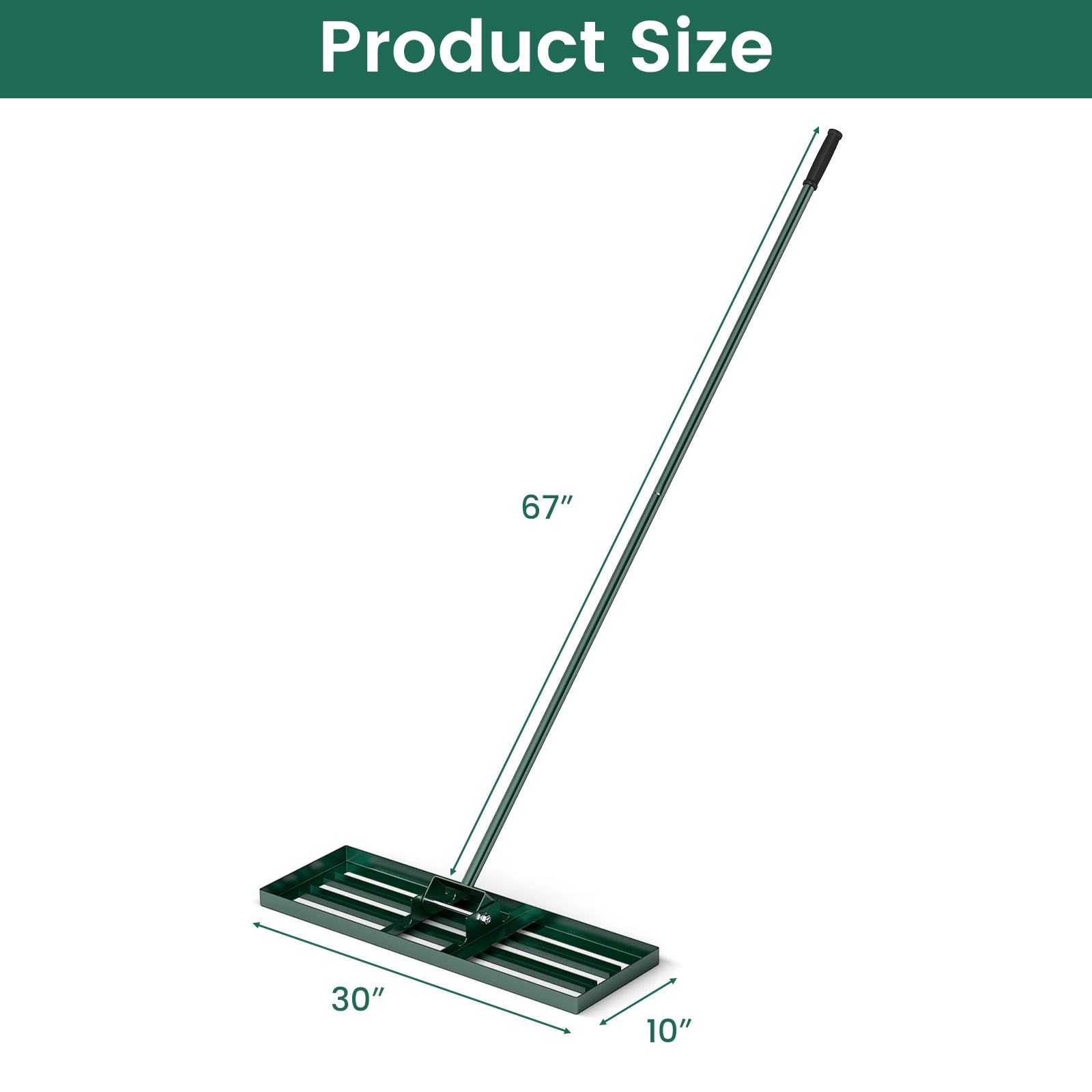 SUGIFT 30 x 10 Lawn Leveling Rake with 67 Handle for Small Lawns
