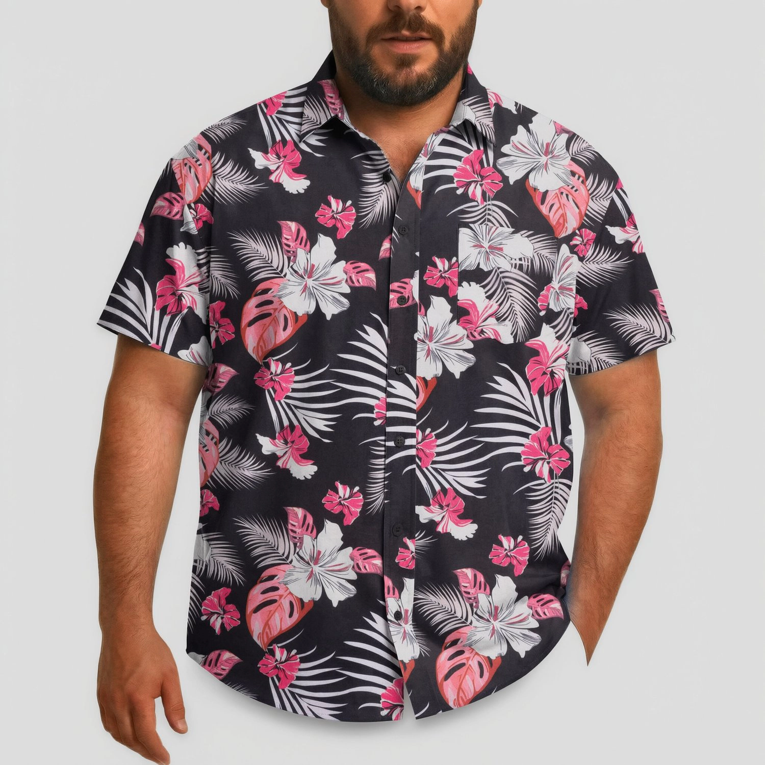 COOFANDY Mens Palm Tree Print Hawaiian Shirt Short Sleeve Button Down Casual Tops