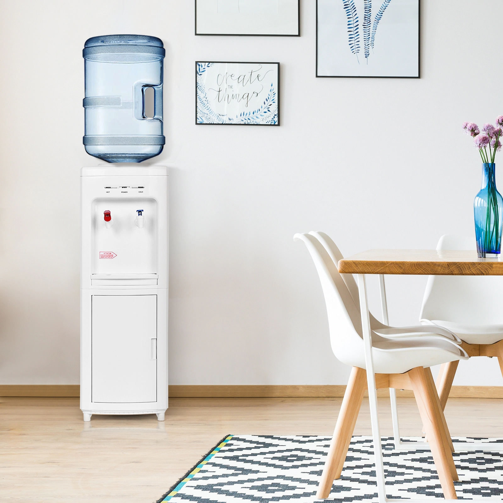SUGIFT White Top Loading Hot and Cold Water Cooler Dispenser with Child Safety Lock 5-Gallon 12-in W 30-in H