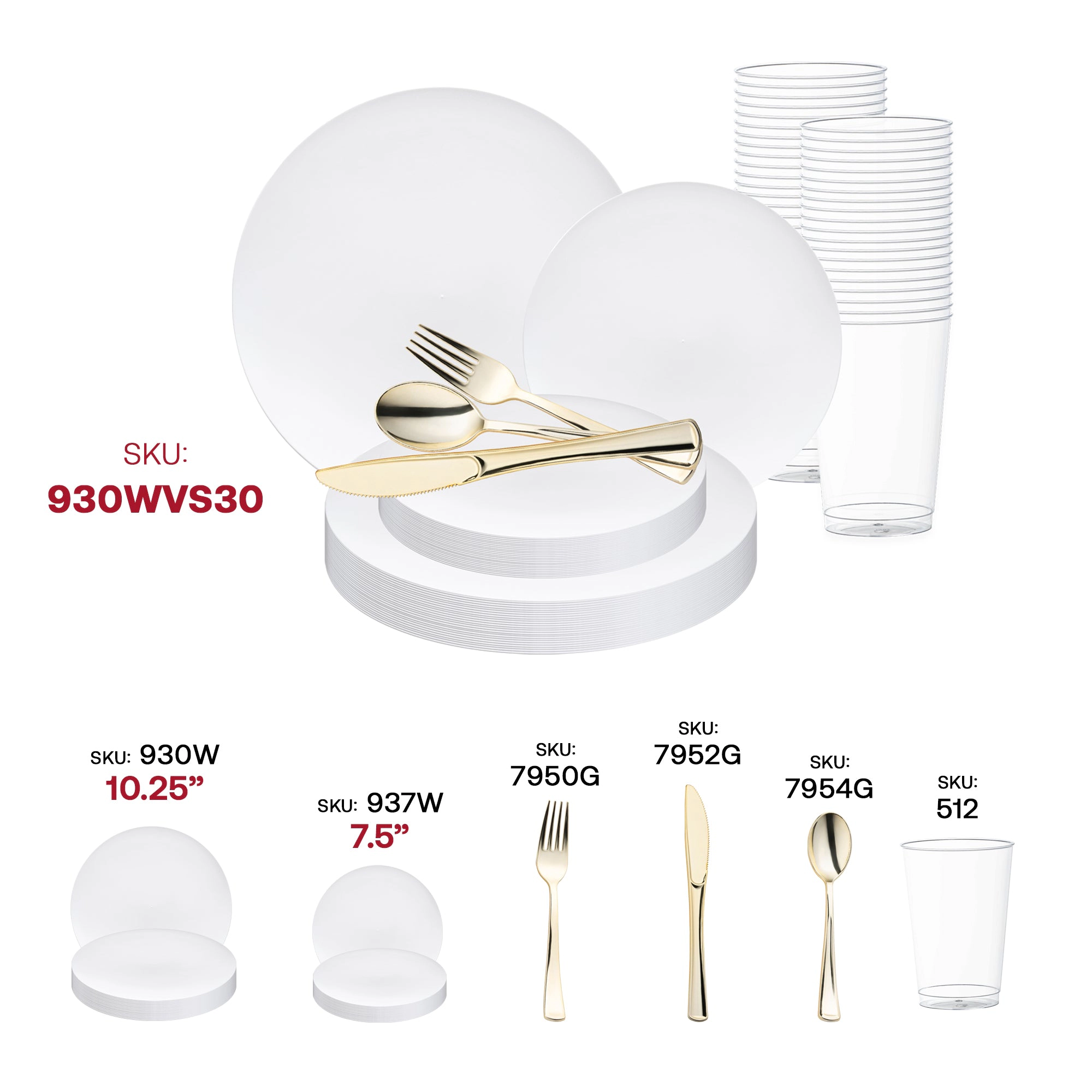 Smarty Had A Party Solid White Organic Round Disposable Plastic Wedding Value Set