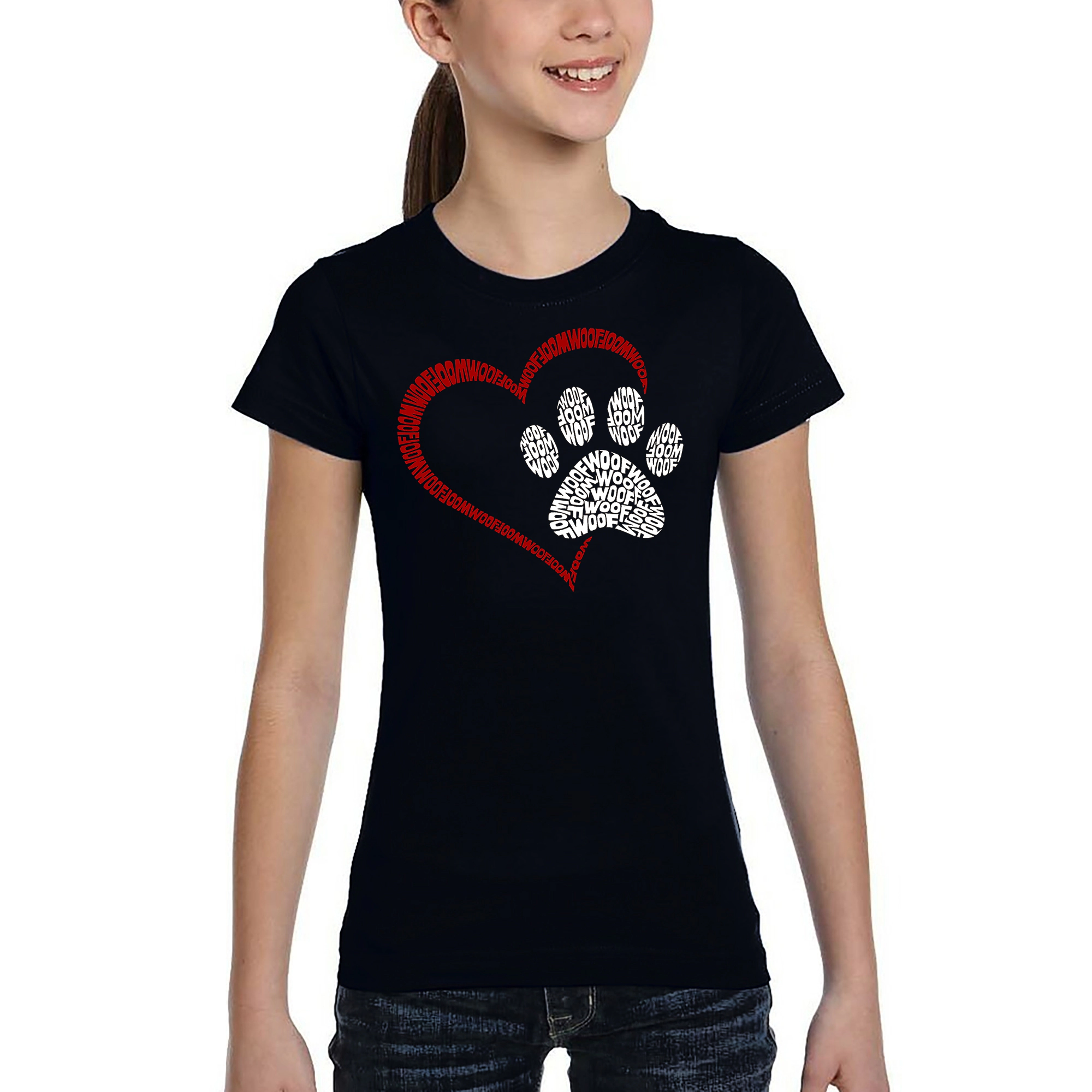 LA Pop Art Girls Word T-Shirt - Paw Heart